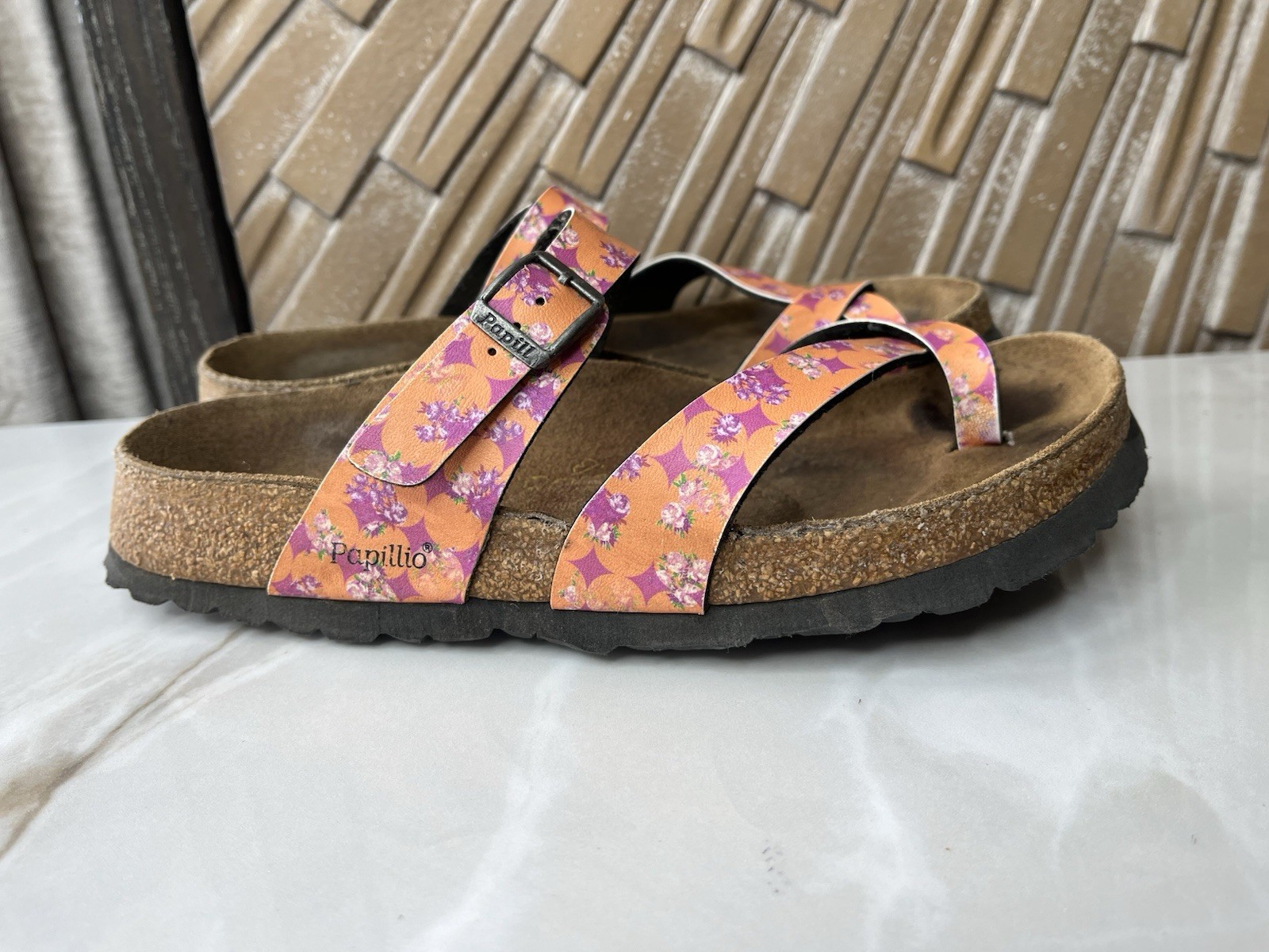 Birkenstock Papillio Women Tabora Flat Sandals Slides Slip On Tendril Sz 38 Us 7
