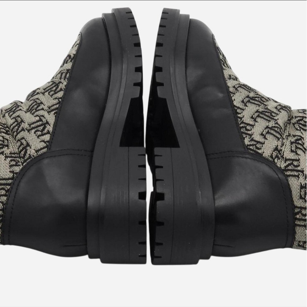 LAUREN RALPH LAUREN Size 7 Monogram Black and Gray Winter Boots
