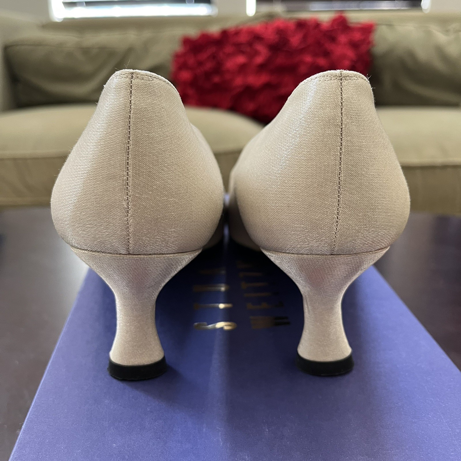 Stuart Weitzman Women’s Fable Oyster Sparkle Pumps Heels Shoes Sz 7.5