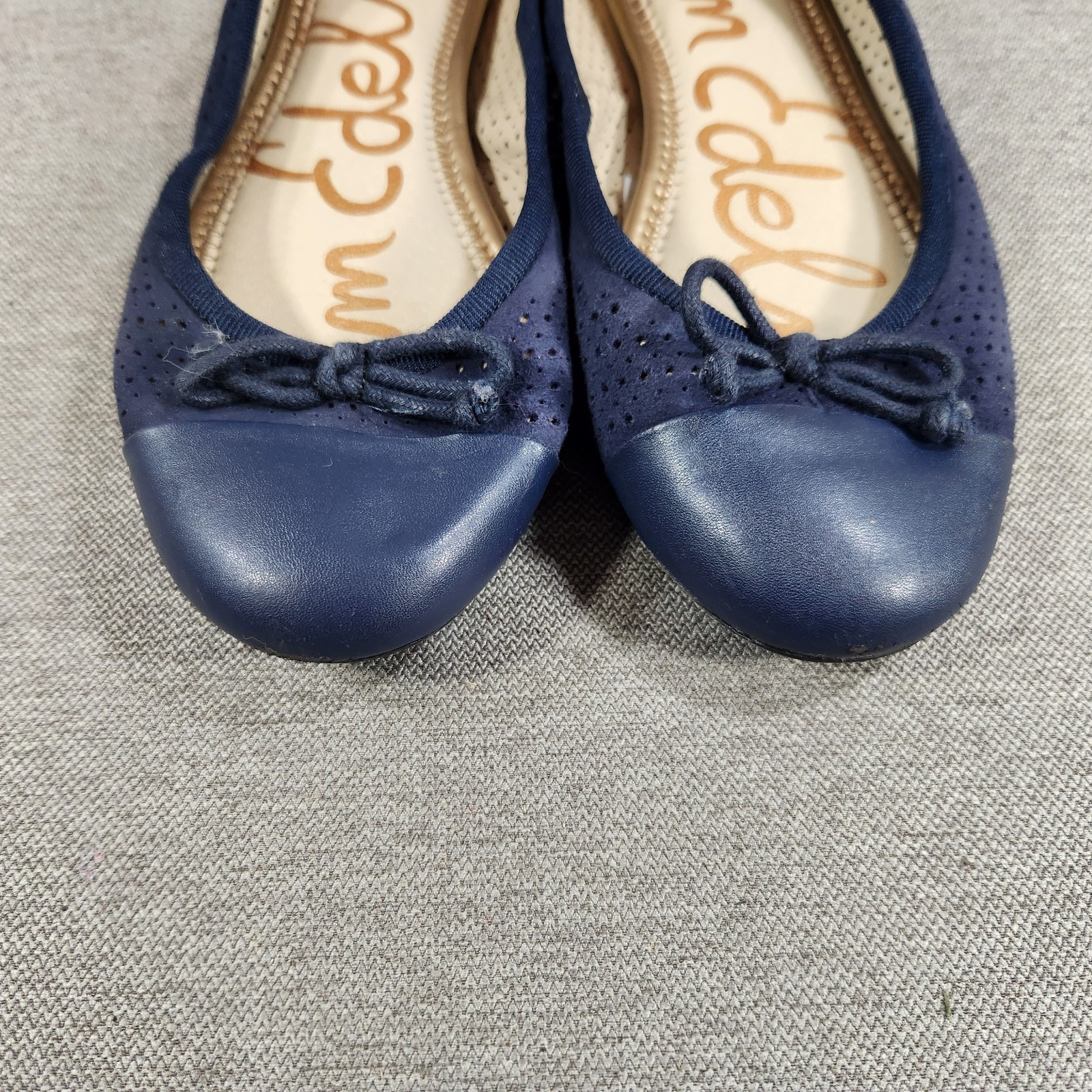 Sam Edelman Felicia Blue Leather Womens Size 5 M Ballerina Slip On Flat Shoes