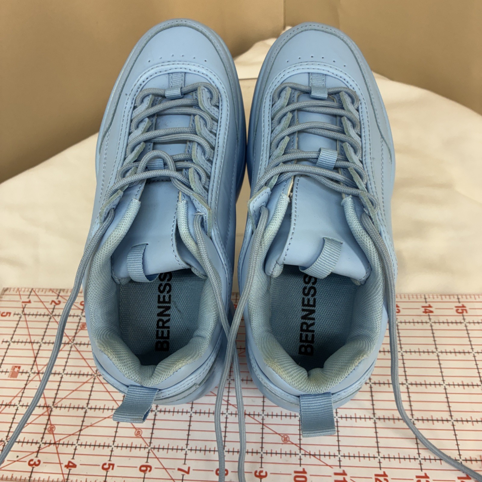 Berness LILY 5005 Light Blue Platform Sneakers Chunky Lace Up Shoes Women Bold