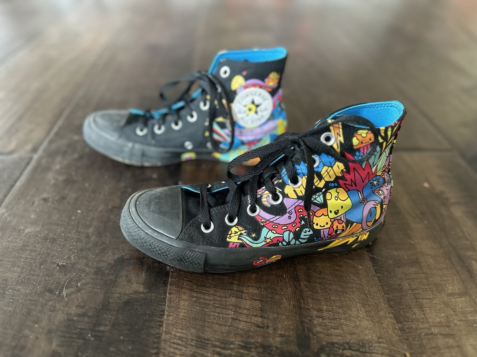 Converse All Star Canvas Hi Top Sneakers Shoes Mens 5 Womens 7 Graffiti VGUC