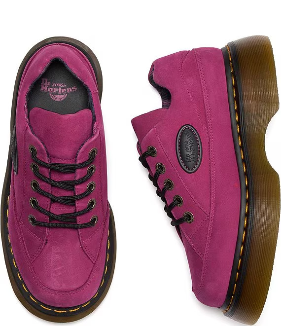 Dr Martens Women Buzz 5-Eye Suede Platform Loafer Shoes Fuschia Pink US 8 EU 39