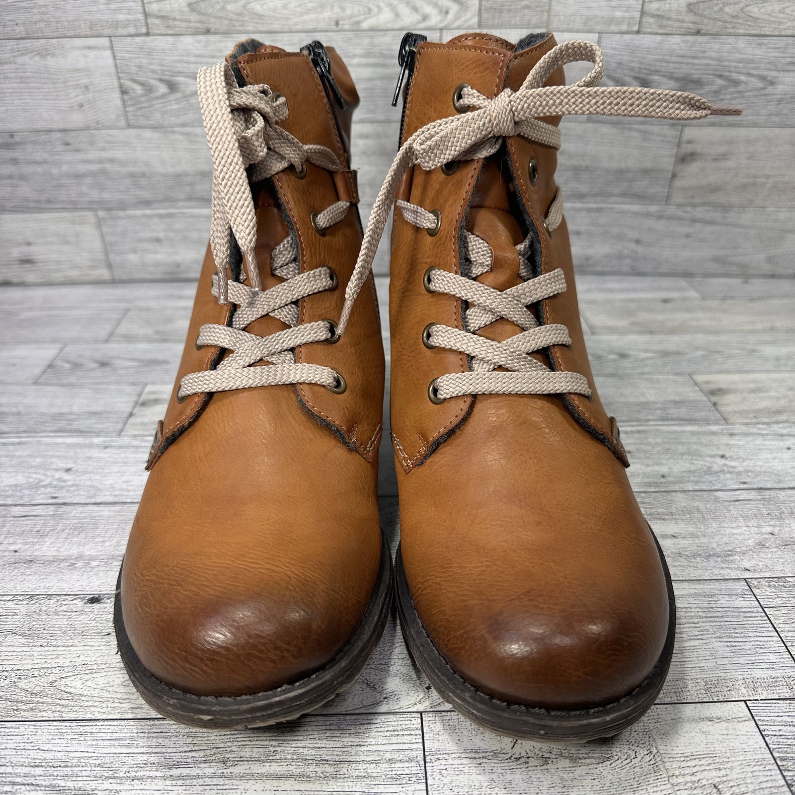Rieker Boots Women Size 7.5 Brown Combat Style Euro Street Edgy Vintage inspired