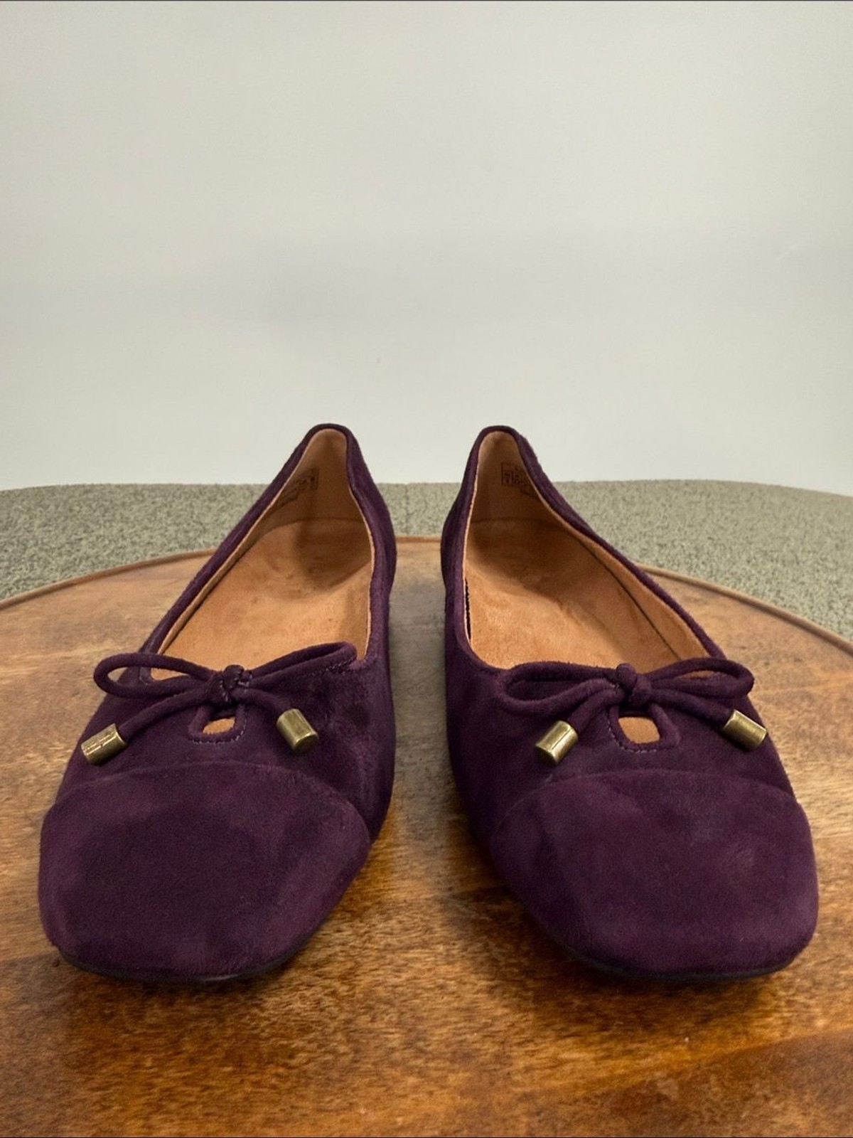Vionic Shoes Wm 9 Klara Plum Purple Suede Ballet Flats Bow Tie Pretty Classic
