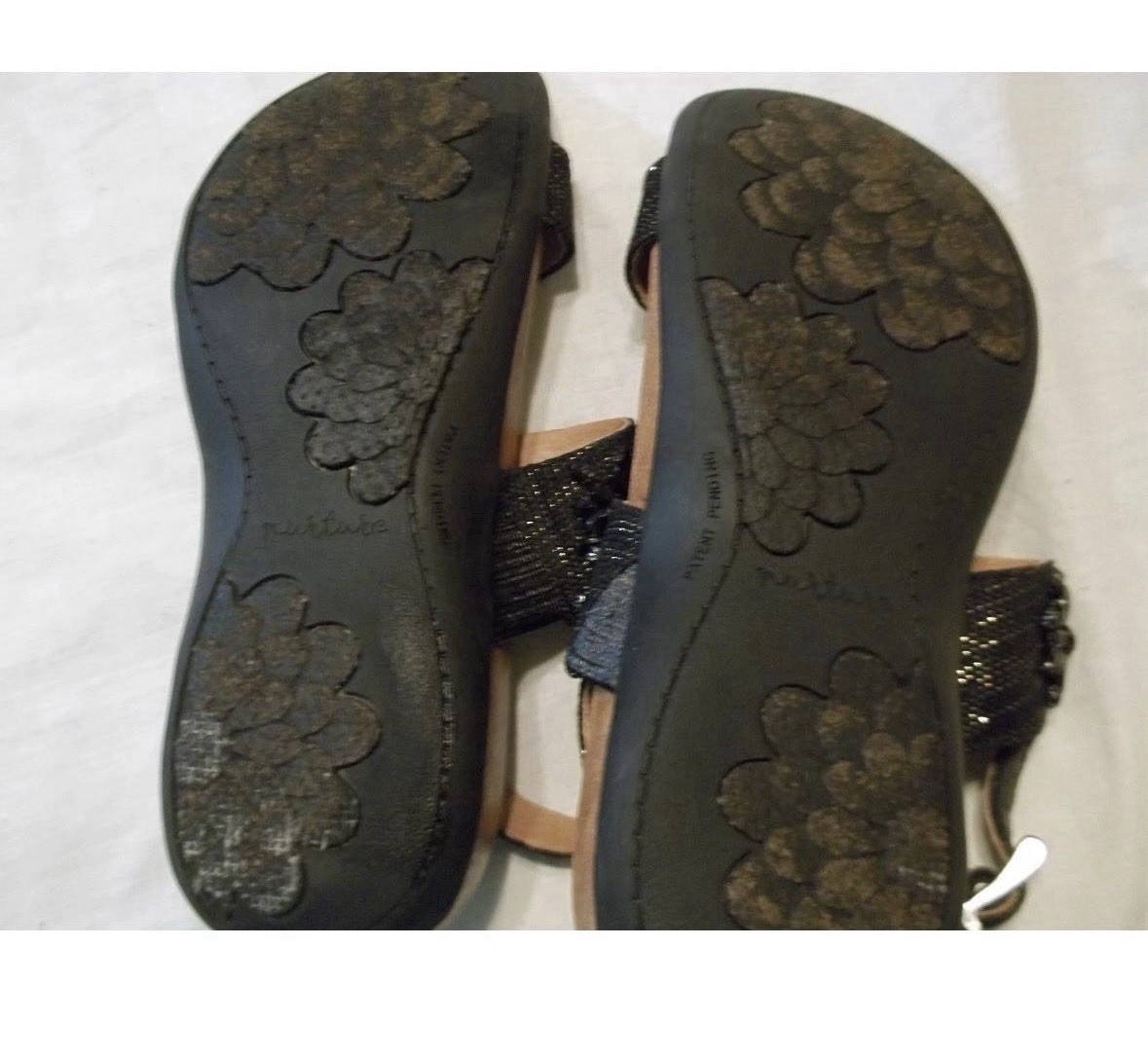 NURTURE by Lamaze Sandals Womens US 8.5M Black Beaded Ankle Strap Flat Casual