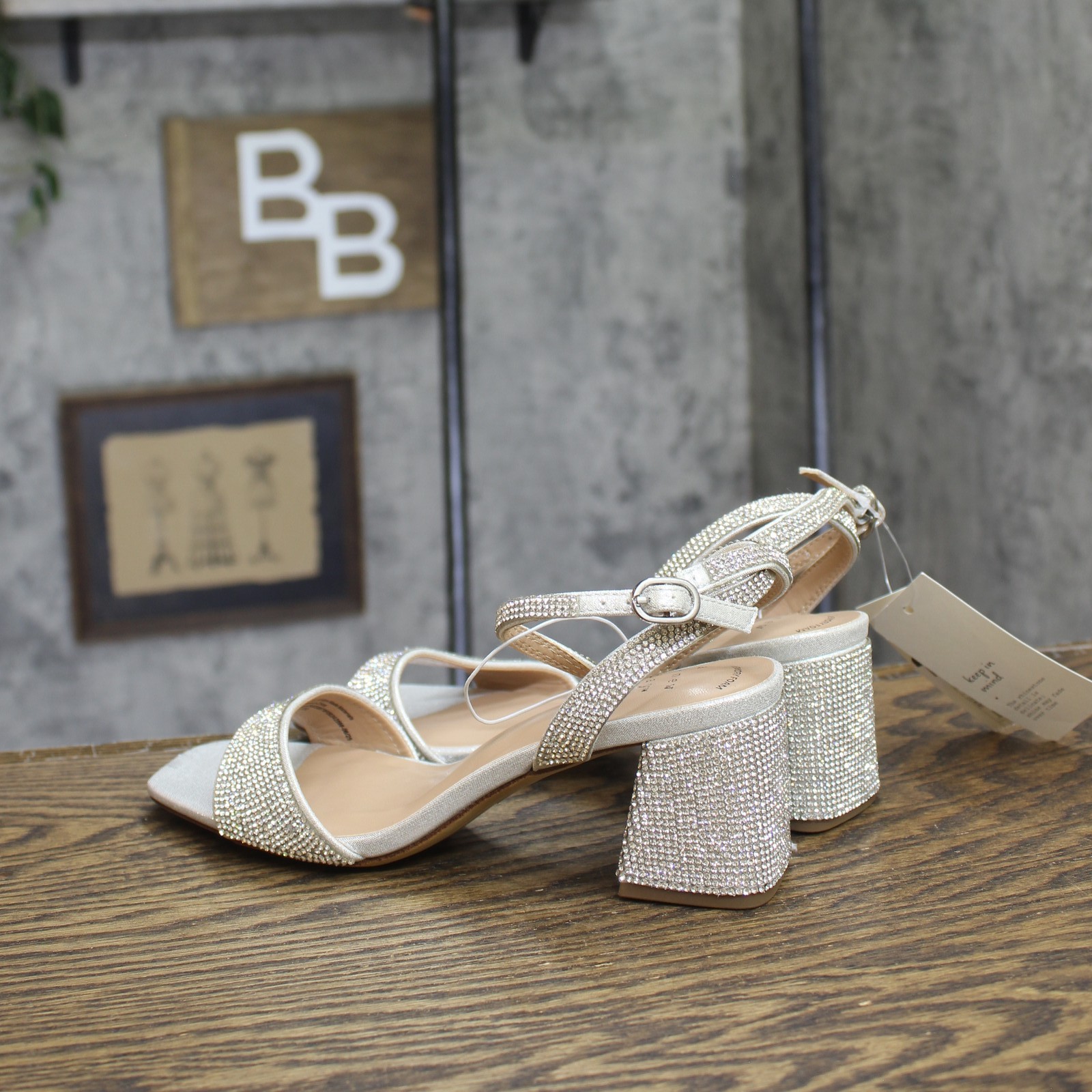 A New Day Shannon Block Heel Sandals 89469406 Silver Gray 6.5M