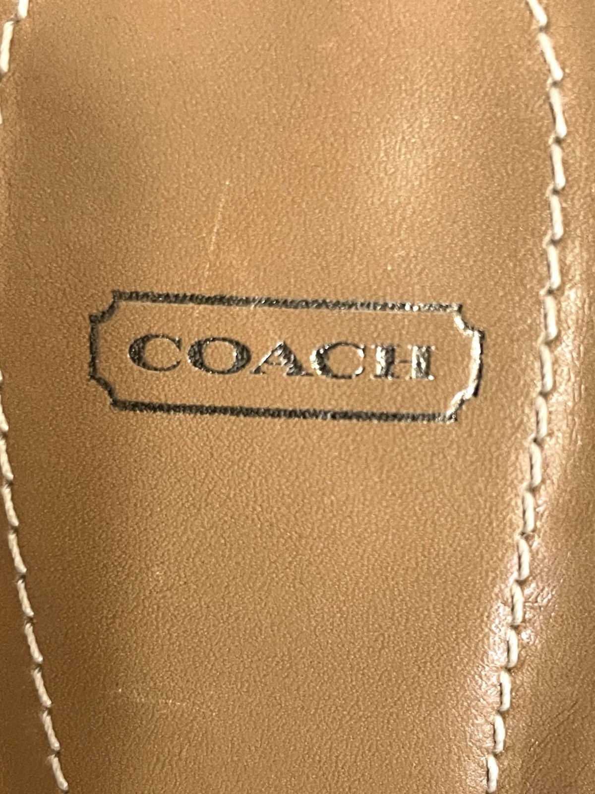 Coach Café Au Lait Nicki Leather 2 Straps, 3in Heel Women’s Sandals, Italy Sz 6B