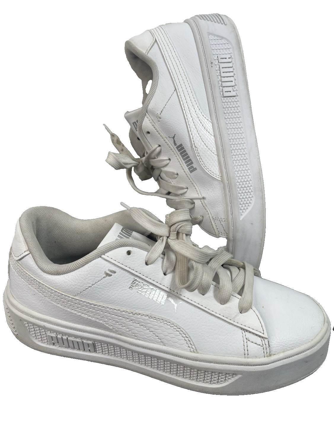 PUMA Smash Platform v3 White Silver Sneakers Women’s US 8.5 Casual Shoes