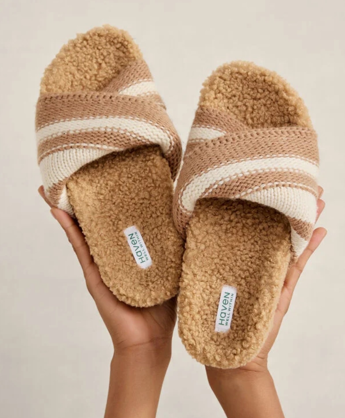 Haven Well Within Twisted Sweaterknit Slides Womens 10 Ivory Cashmere Blend NWOB