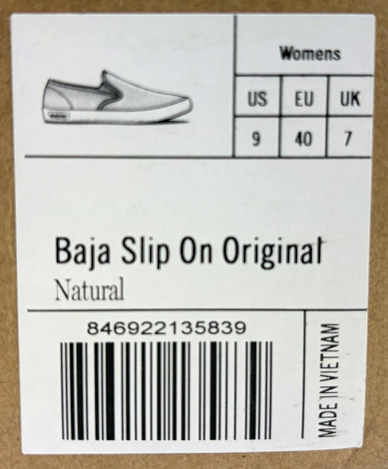 SeaVees Baja Slip On Original Shoes Natural (Light Brown) Sz US Women’s 9 NIB