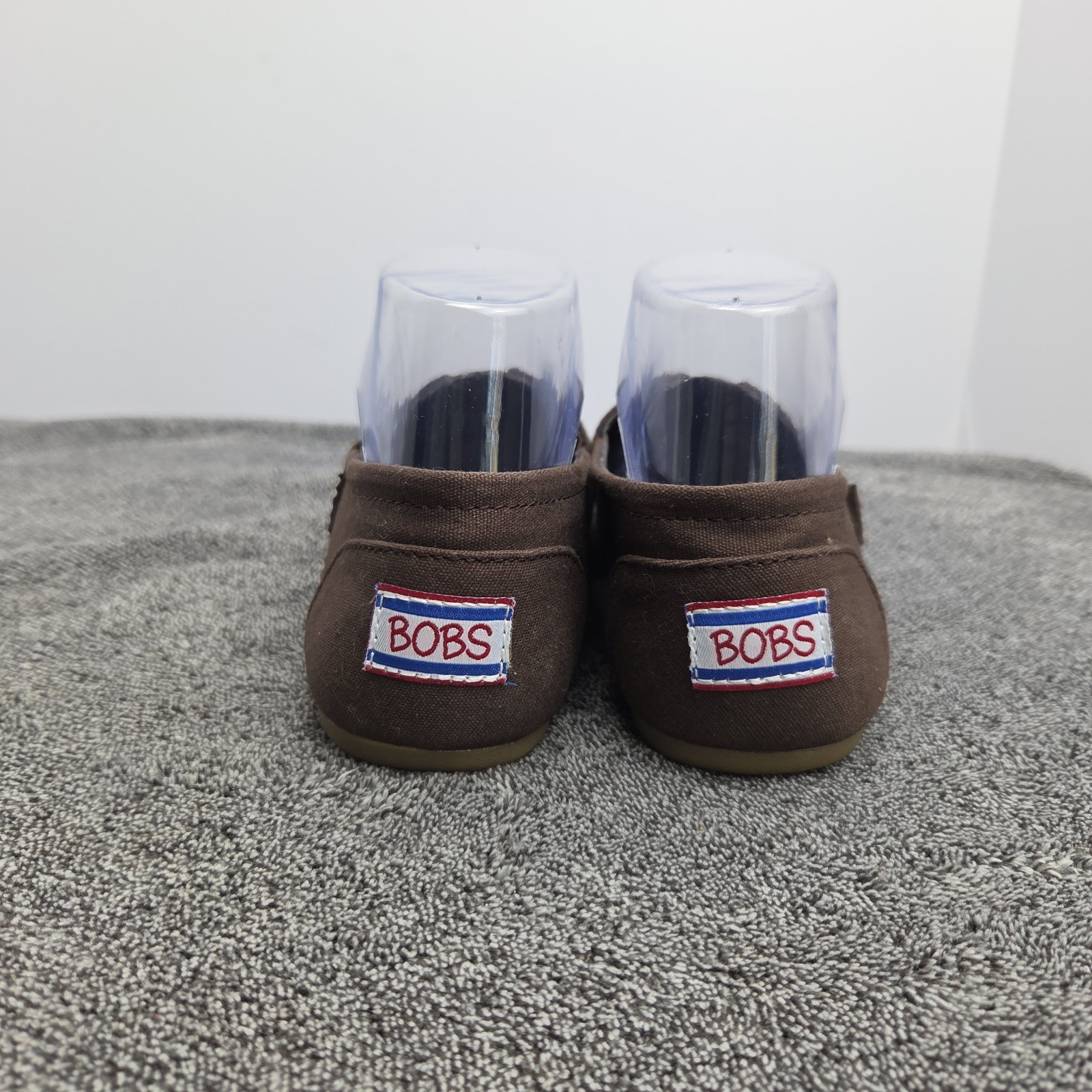 BOBS by Skechers Womens 8.5W Slip On Flats Brown Memory Foam Comfort Shoes