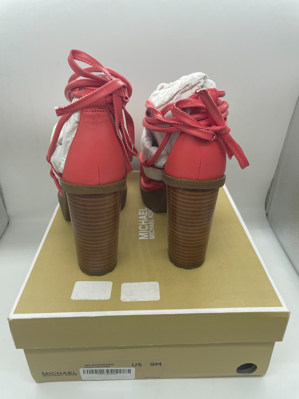 Michael Kors Vero Lug Platform Sandal Faux Leather Dahlia Size 9
