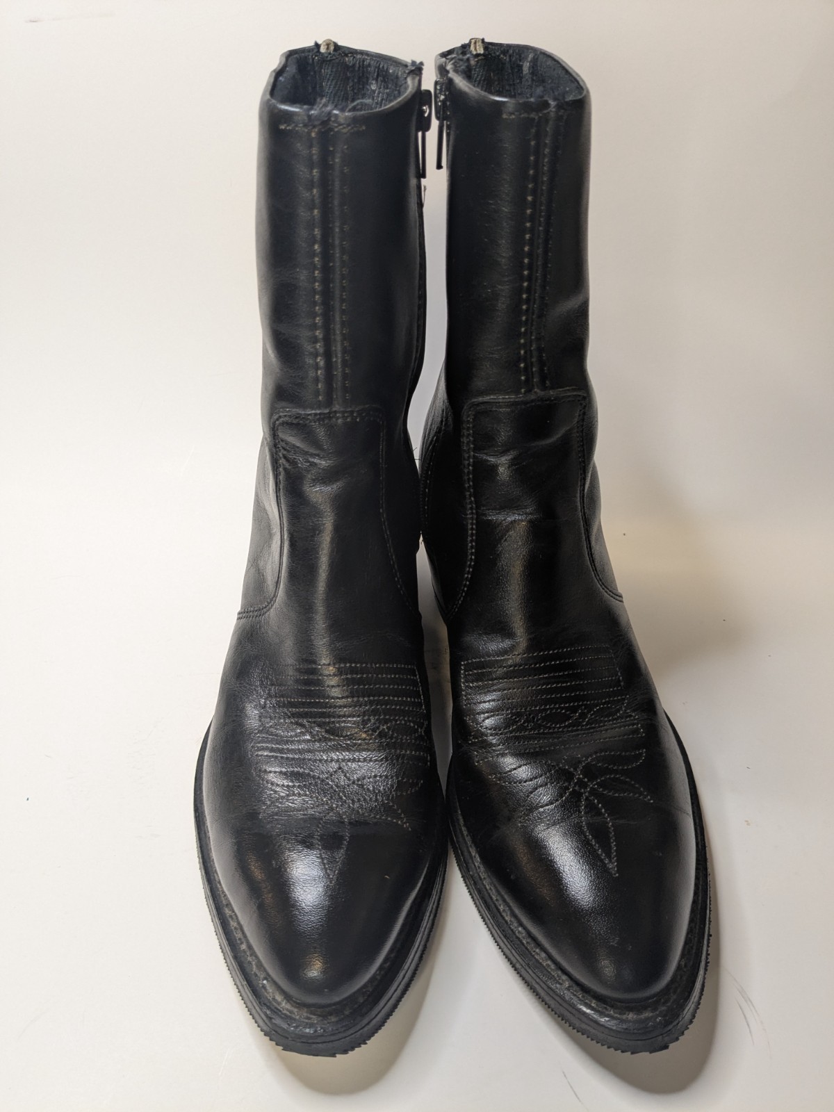 Vintage Dexter Womens 7 1/2 D Wide Black Western Cowboy Boots Vibram Soles