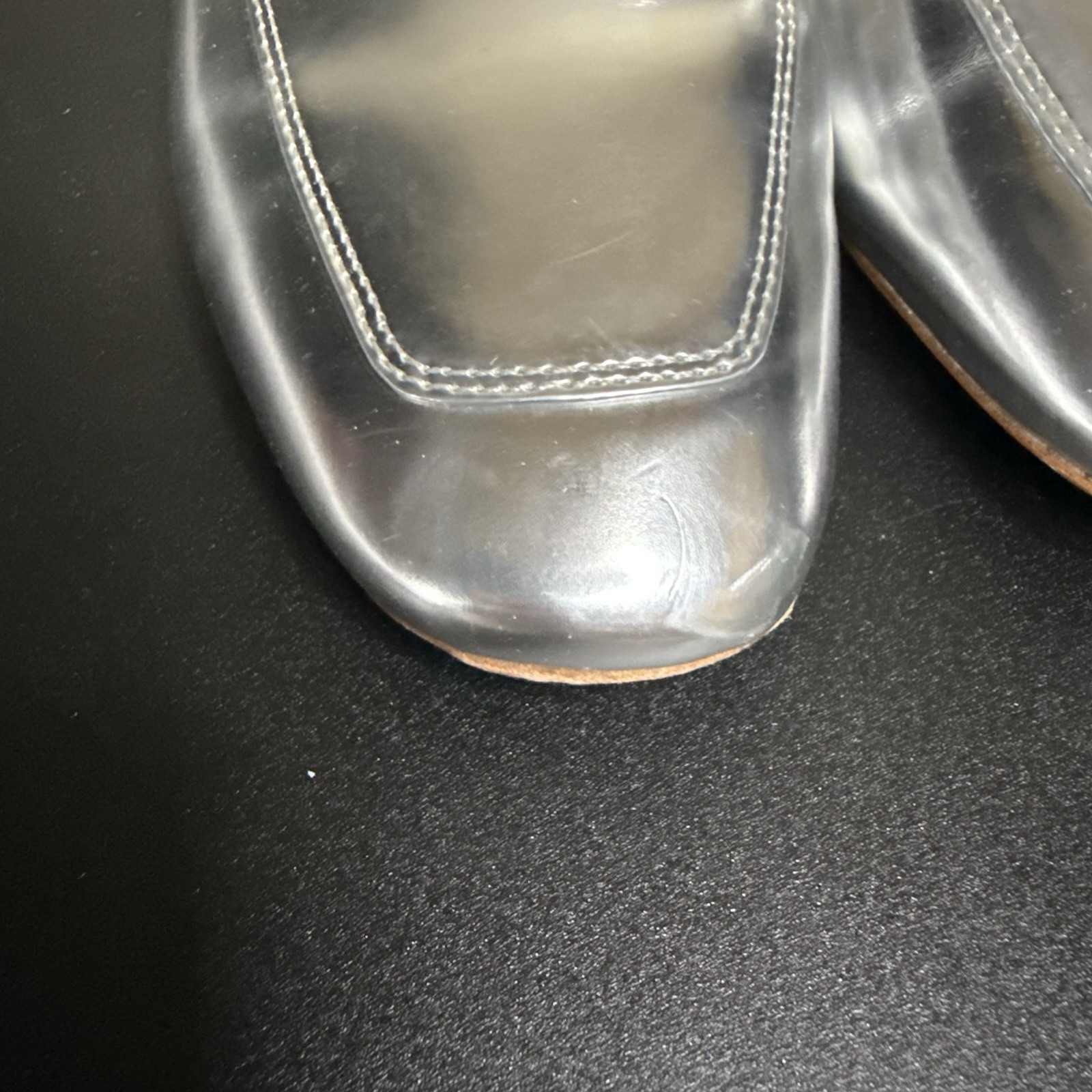 Kate Spade New York Laura Silver Specchio Leather Mules Slides Women Size 10M