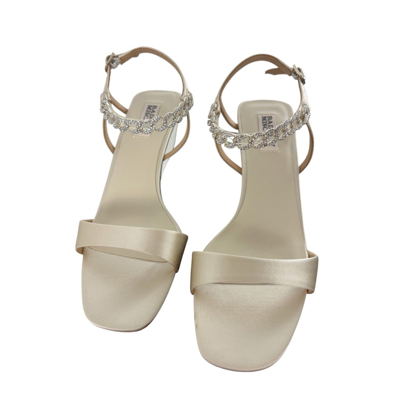 Badgley Mischka Cream Gold Strappy Wedge Heels Sandals Size 8 NIB