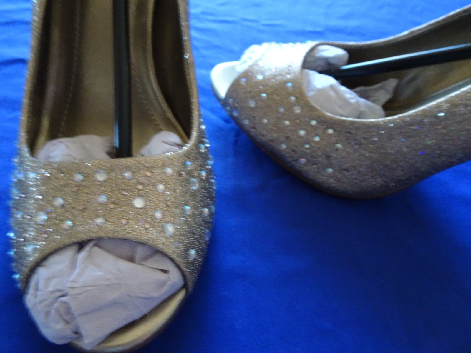 NEW! Style & Co 3.5 in Heels Monaee Open Toe Pumps Gold Rhinestones Women’s 6 M