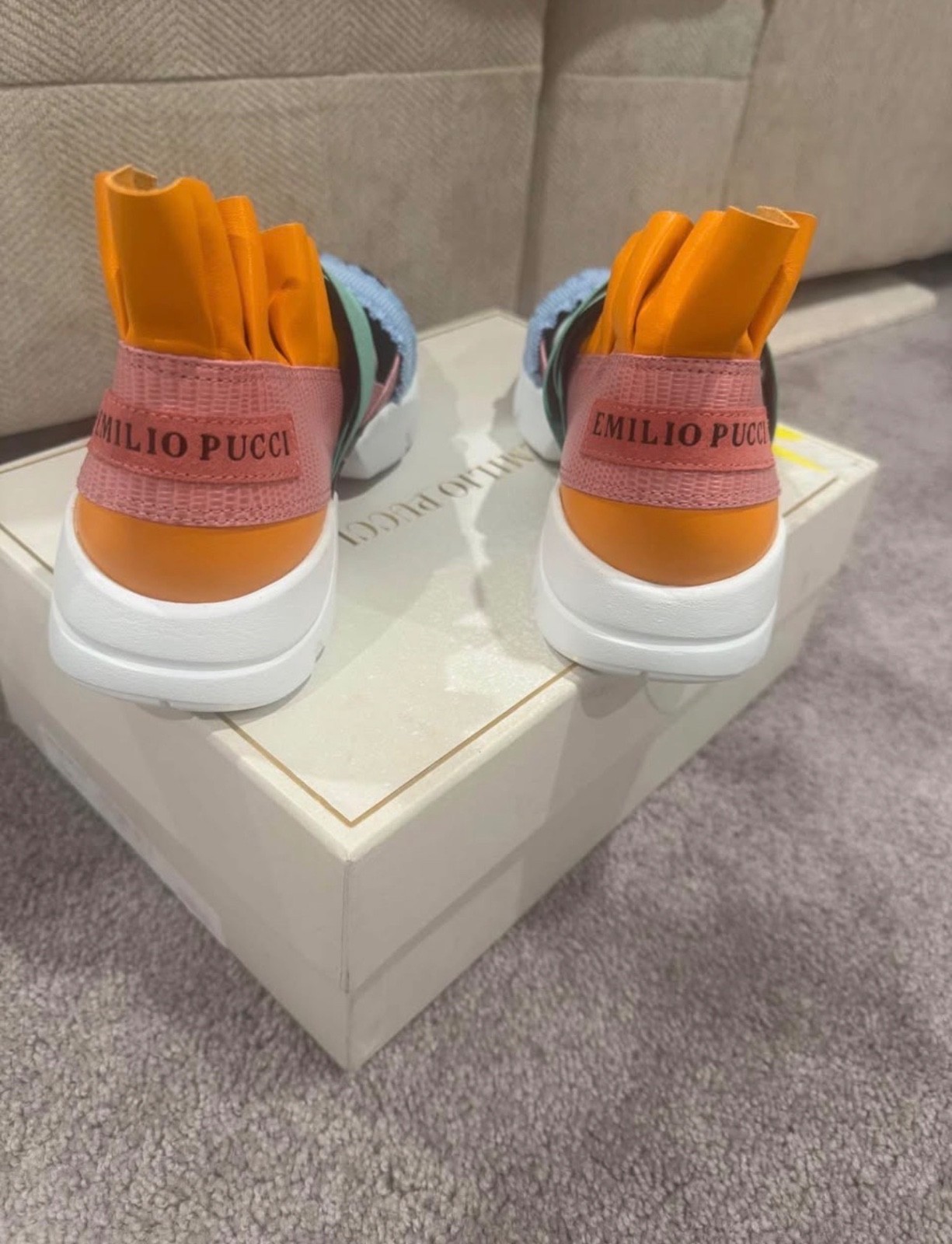 Emilio Pucci – Colorful Ruffle Chunky Platform Sneakers – Size 10
