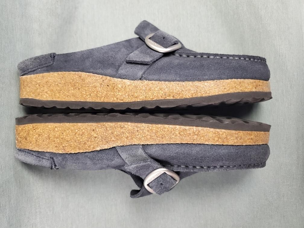 Birkenstock Buckley Suede Moccasin Clogs Bluish Greyish Mules EU 37 US 6-6.5