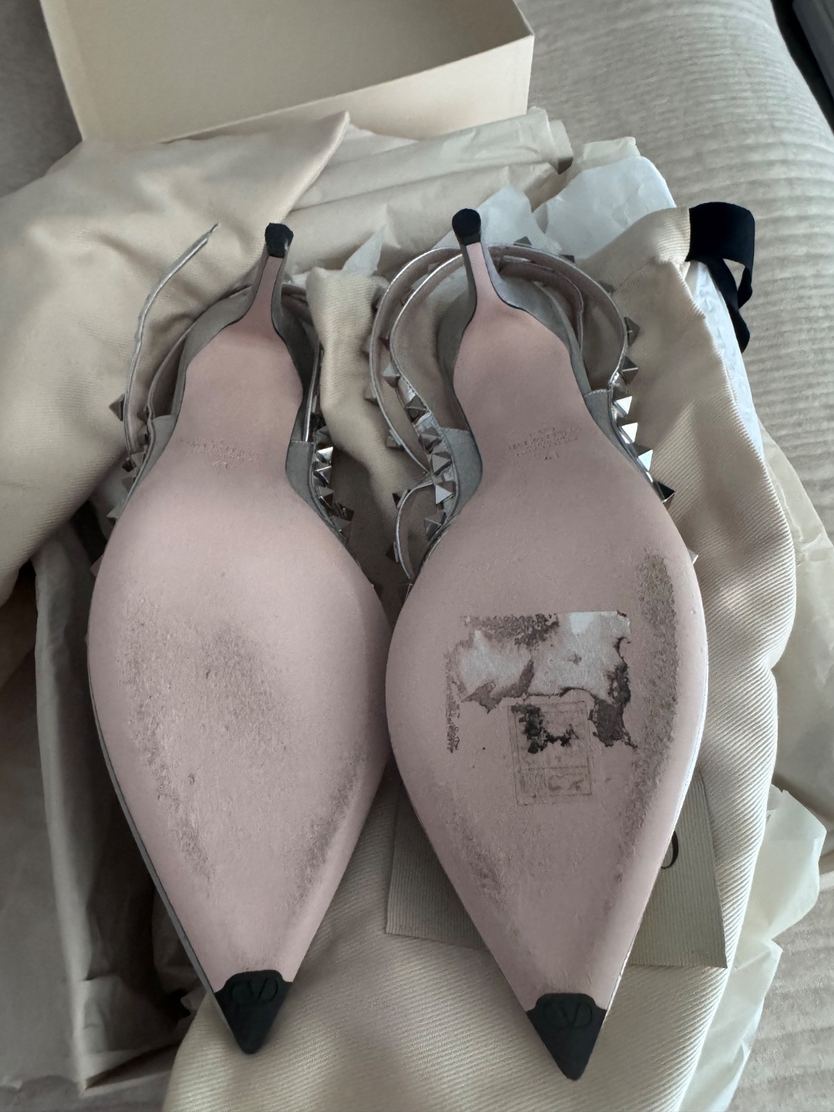 Valentino Garavani Rockstud 100 leather-trimmed glitter pumps