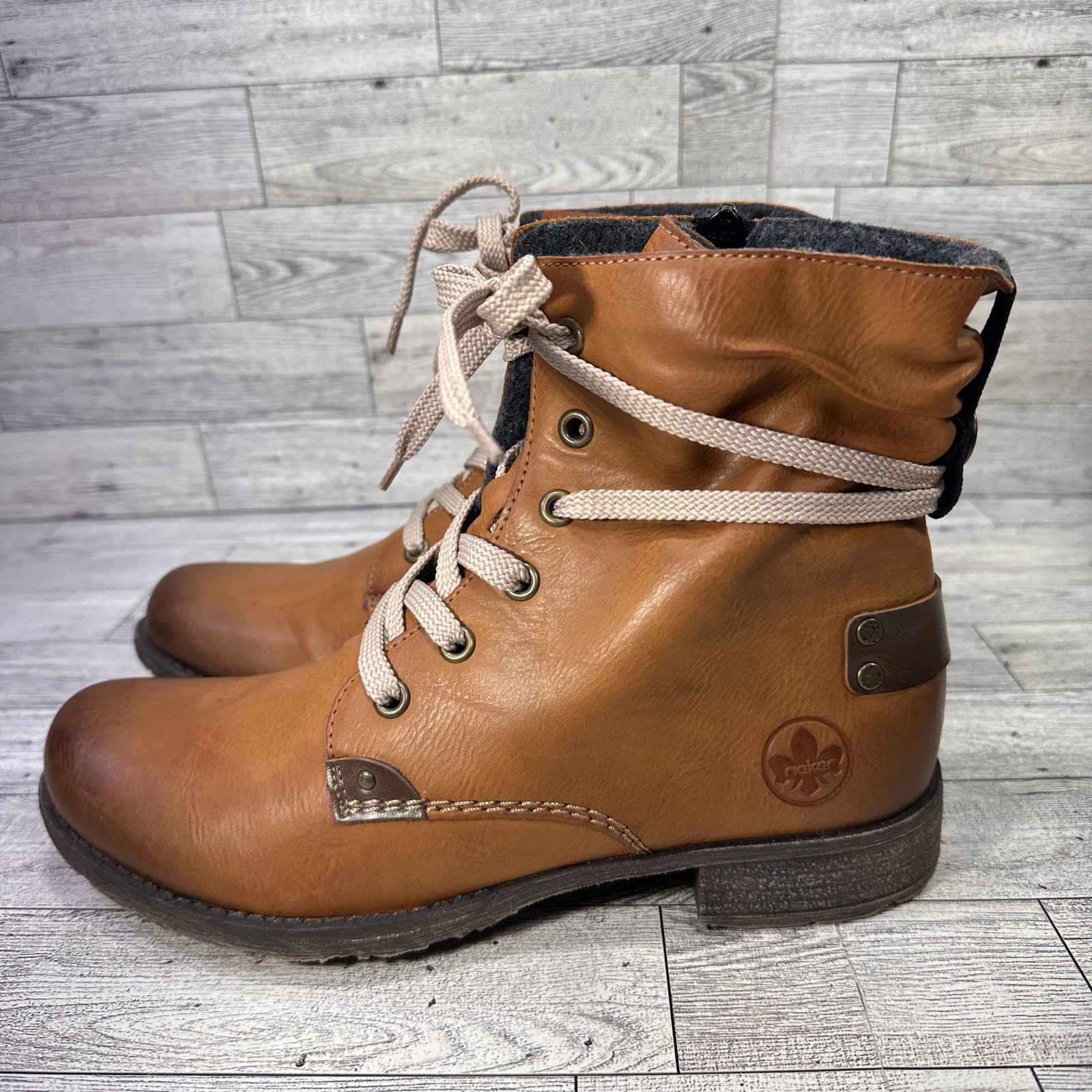 Rieker Boots Women Size 7.5 Brown Combat Style Euro Street Edgy Vintage inspired