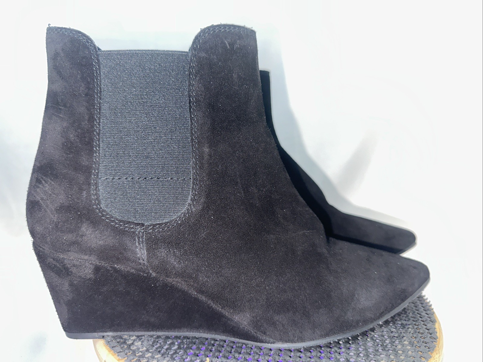 Pedro Garcia Women Ona Black Suede Wedge Boots Size US 10 EUR 41 NEW Sample WOB