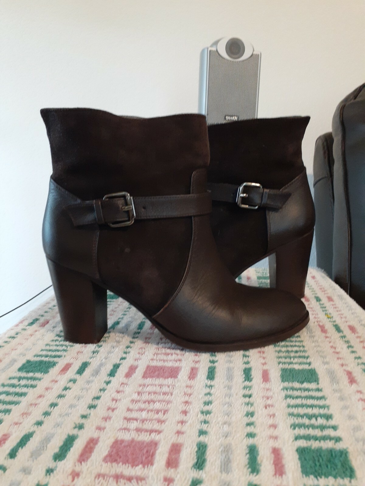 WOMEN’ NAVYBOOT MADE IN ITALY ANKLE BOOTS LEATHER/SUEDE BROWN SIZE EU 39 7.5 US