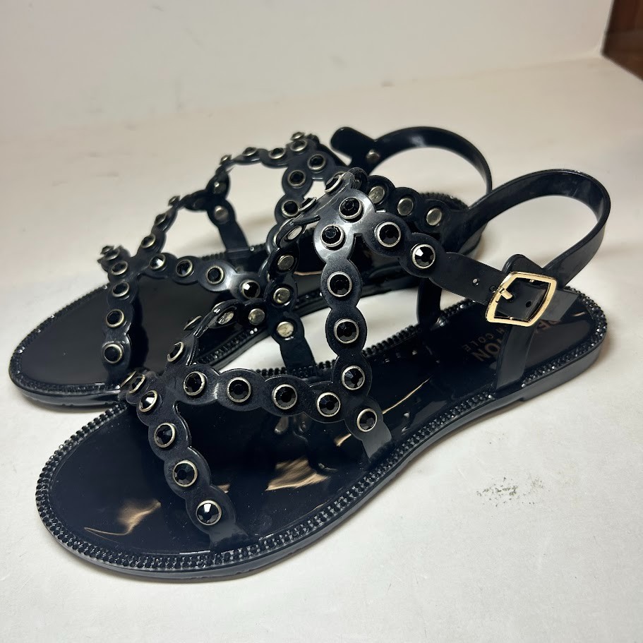Kenneth Cole Womens 5 M Black Dahlia Jelly Jewel Strappy Flat Sandals NIB II2