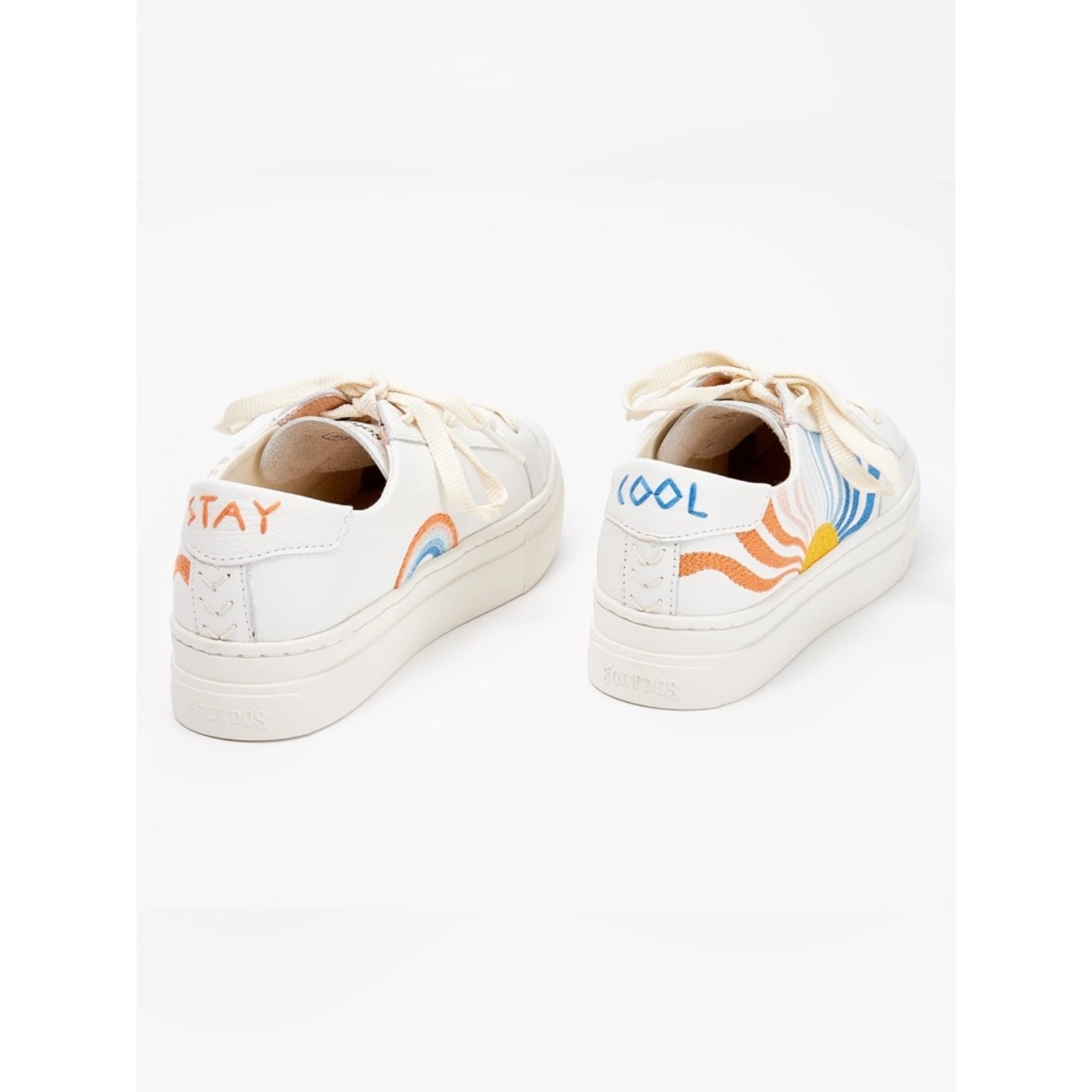 Soludos stay cool embroidered sunset and rainbow sneakers coastal casual