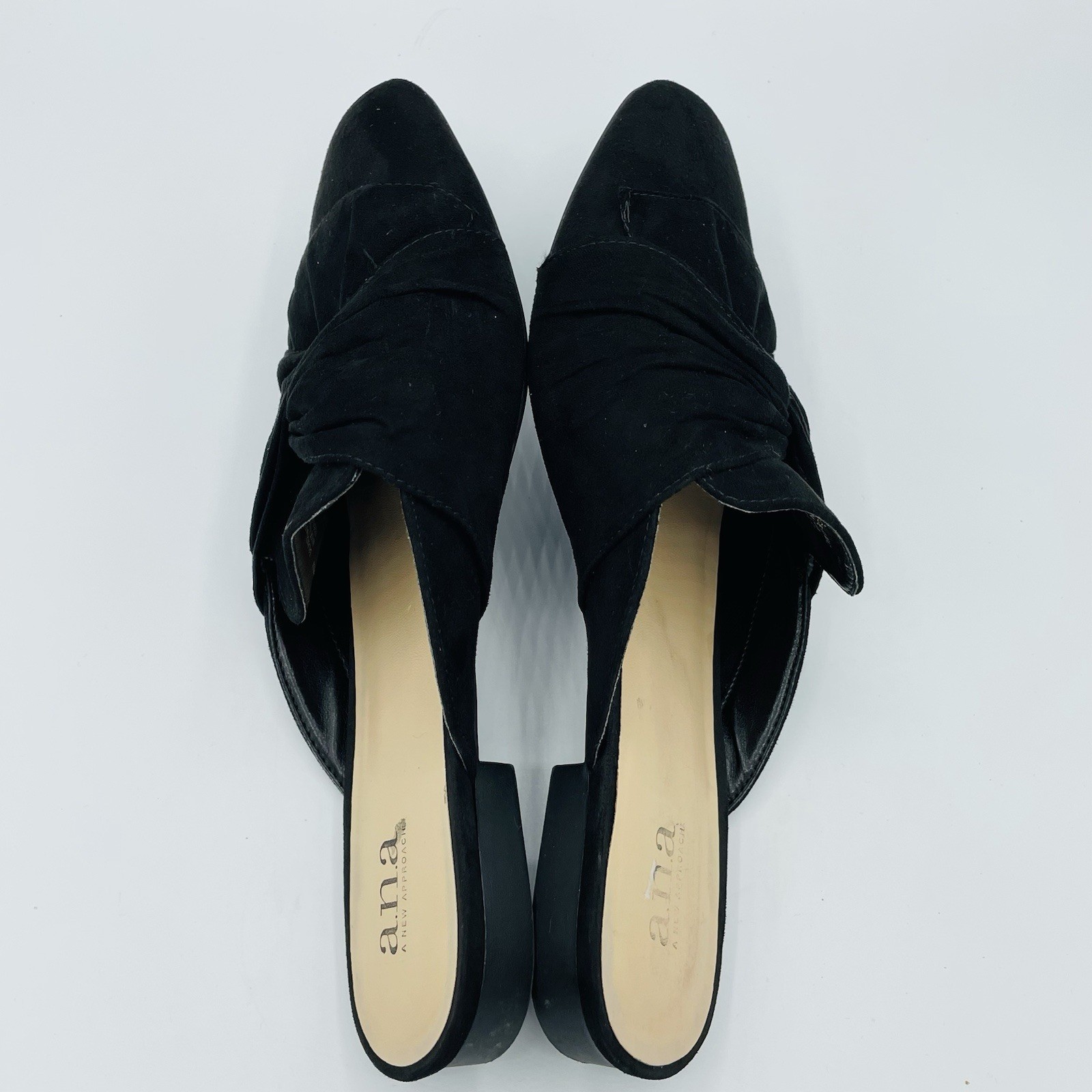 Womens Size 8 M Ana Shoes Black Shadow Flats Mules Sandals Slip On Slides Heels