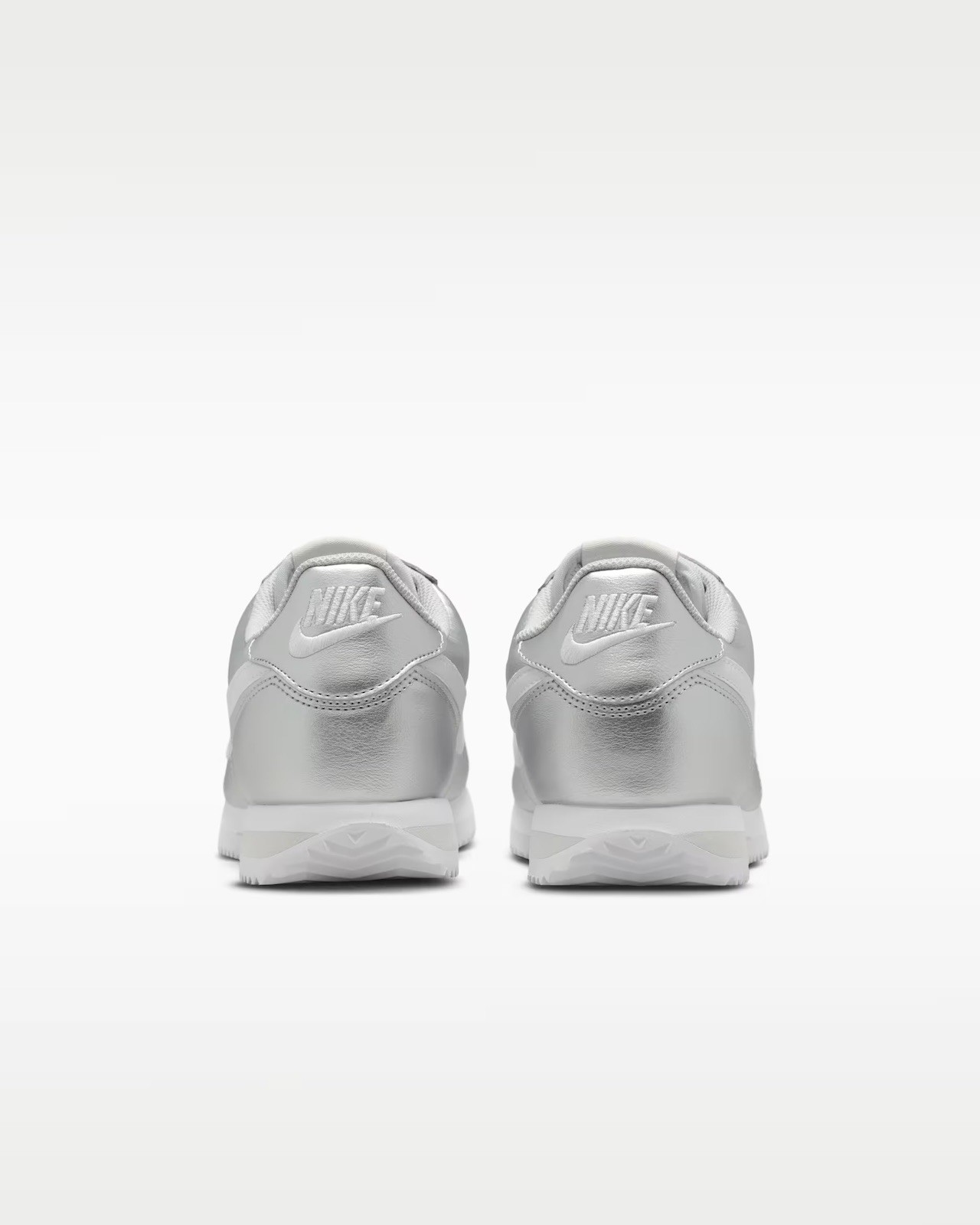 Nike Cortez Metallic Silver Grey White Lace Up Sneakers IR0042-001 Women’s Sizes