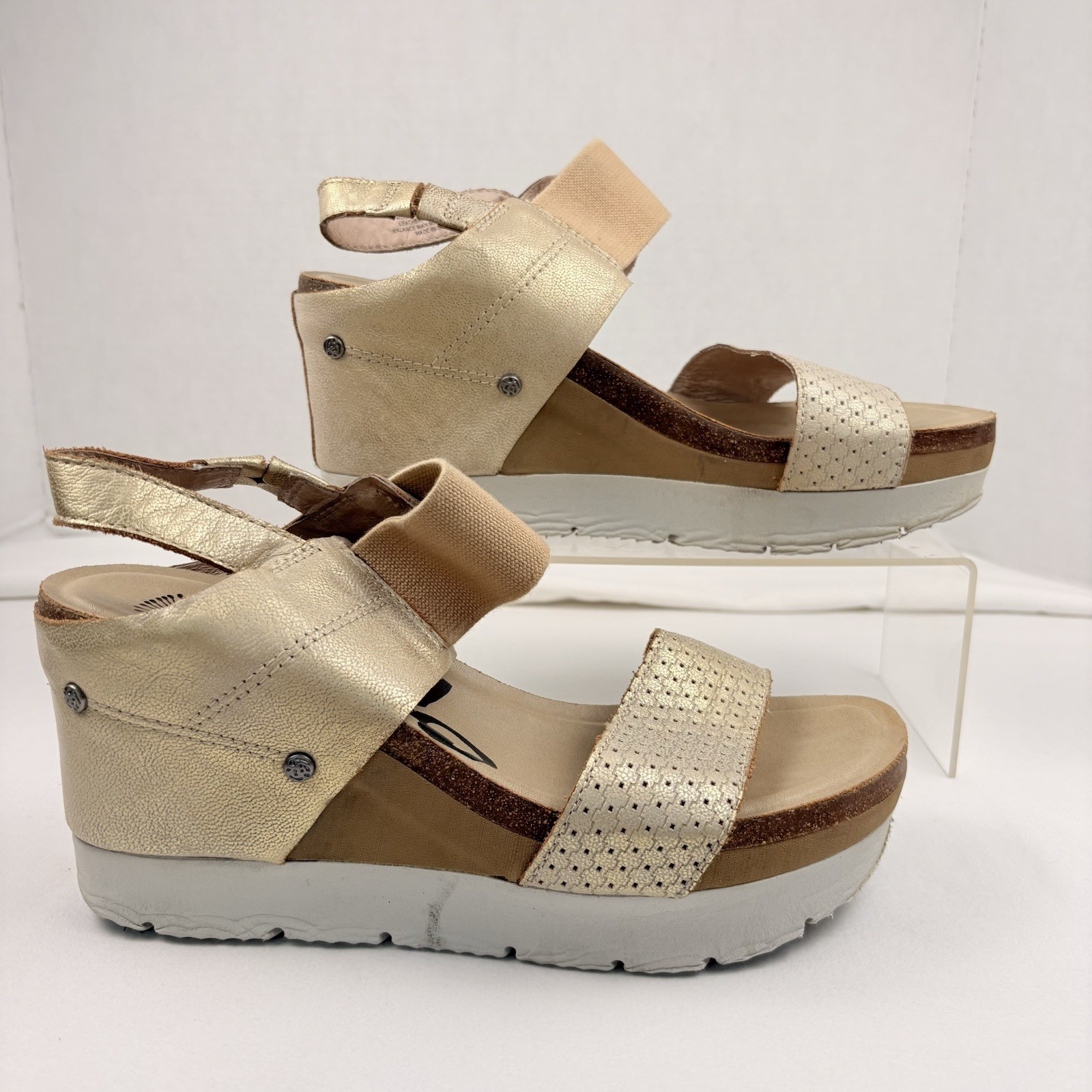 OTBT Moon Child Leather Metallic Platform EVA Wedge Heels Women’s Size 8.5 VGC