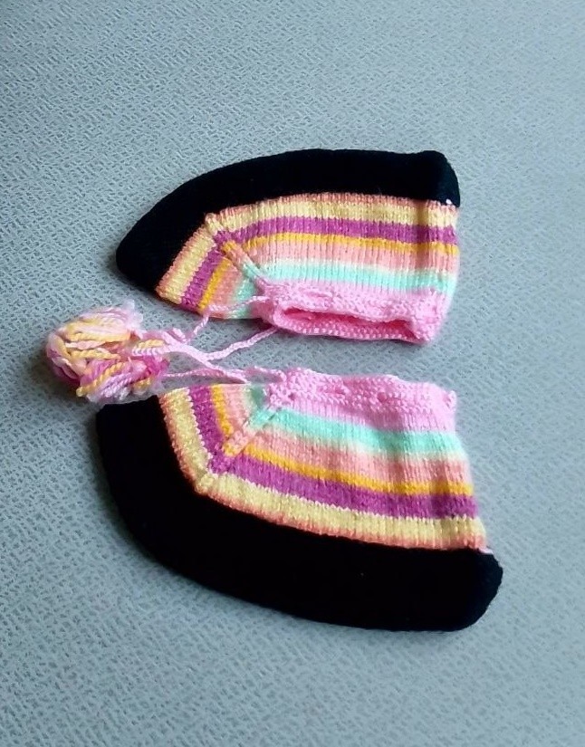 Handmade Striped Knit Booties – Cozy Wool House Shoes