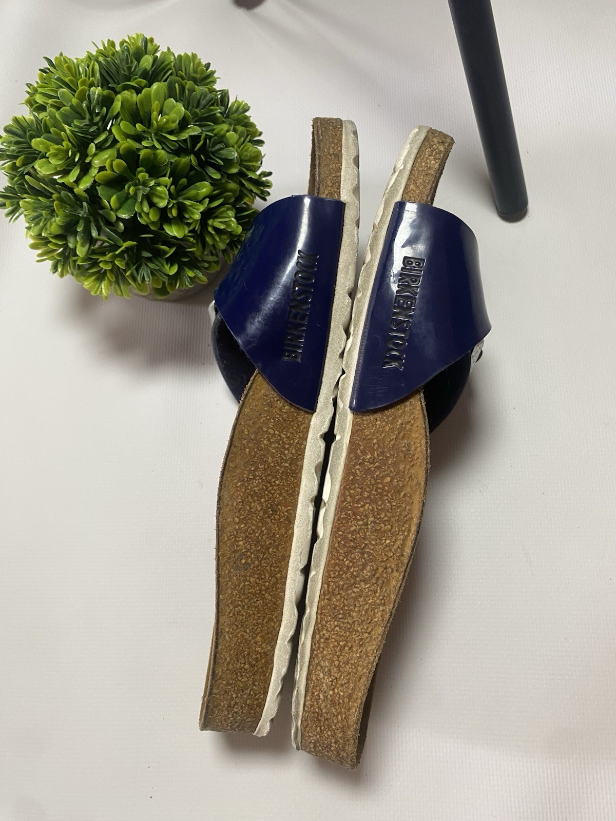 Birkenstock Madrid Blue Patent Leather Slide Sandals EU 37 Made Germany