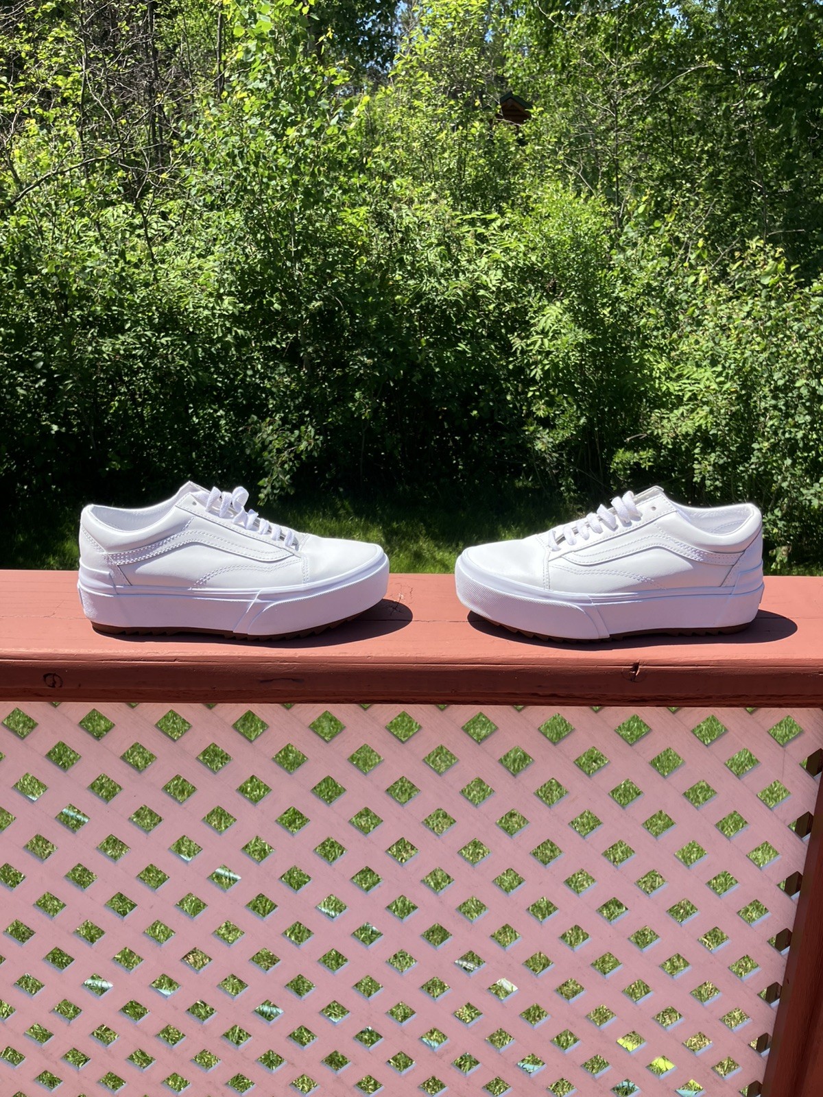 Vans Old Skool Stacked White Leather Platform Sneakers Women’s 8.5 / Men’s 7
