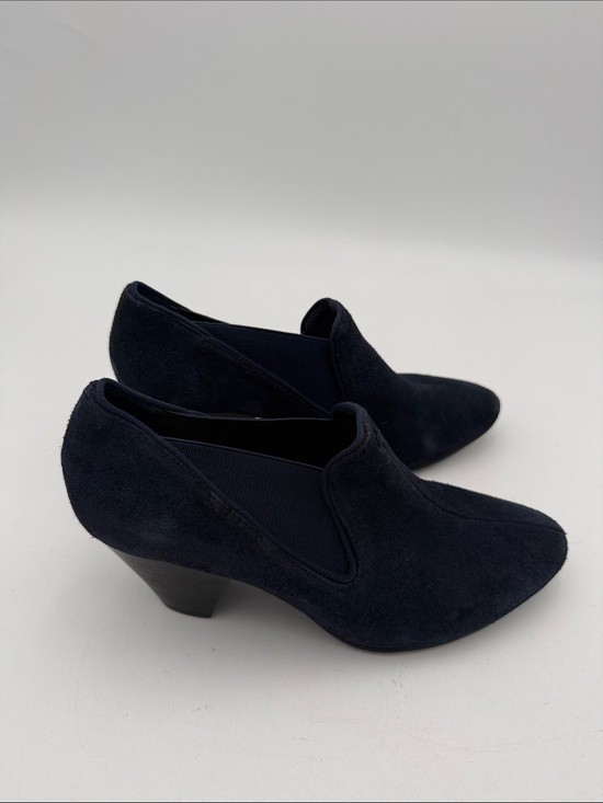 Nurture by Lamaze Navy Suede Block Heel Slip-On Booties women 8.5 M office retro
