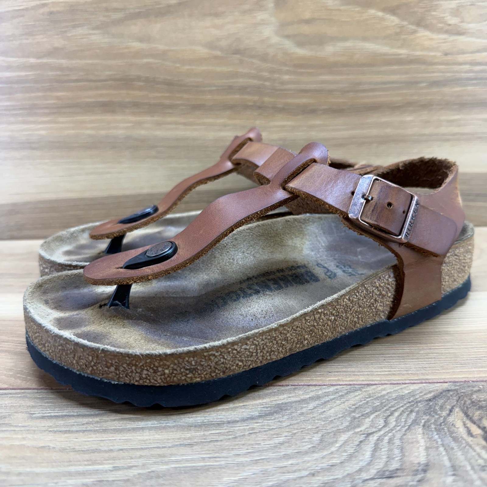 Birkenstock Kairo Sandals Cognac Tan Leather 4 W EU 35 Buckle Travel Vacation