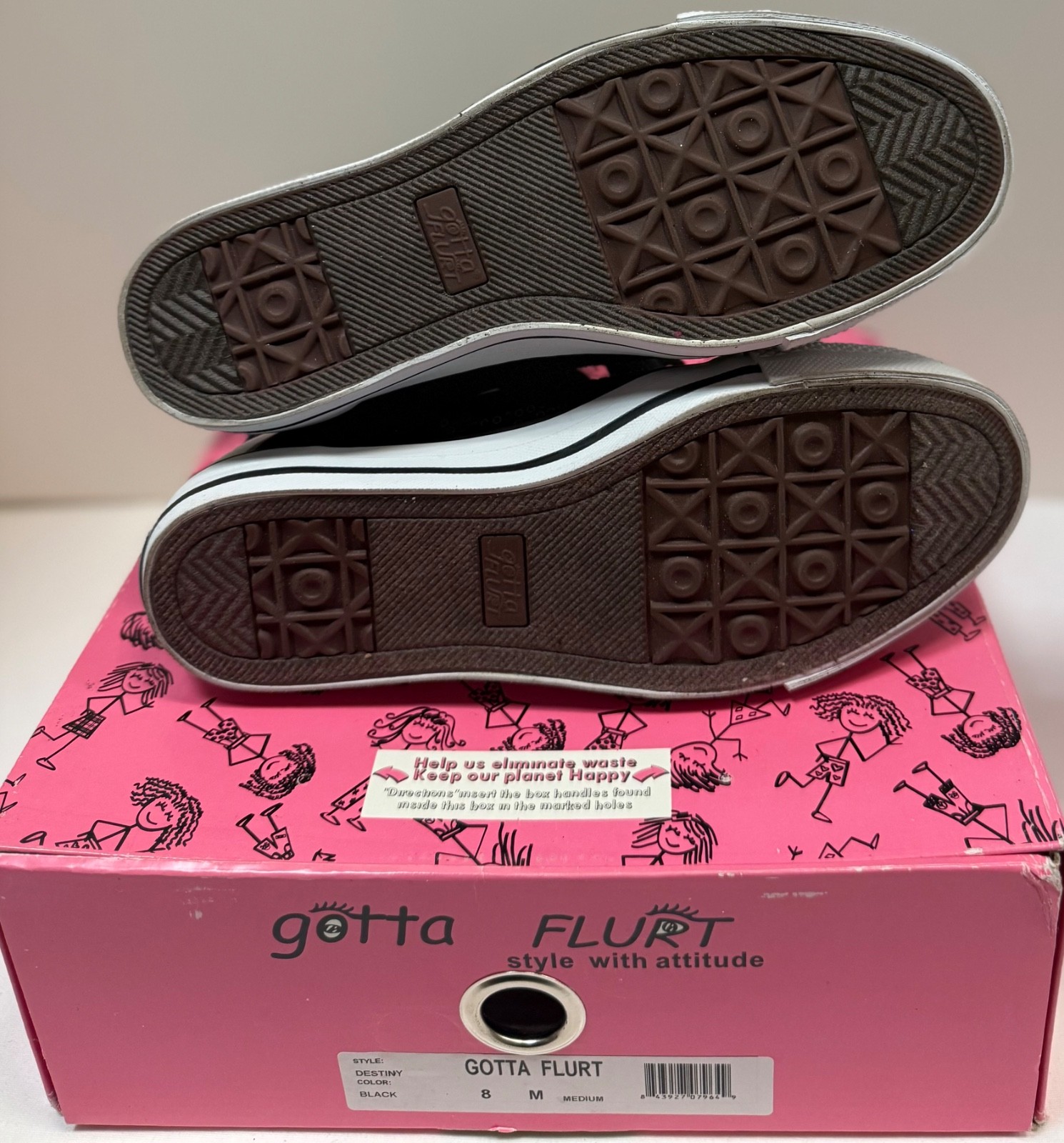 Gotta® Flurt Women’s size 8 Black Sneakers Sequin Hi-Top Funky Glam NIB