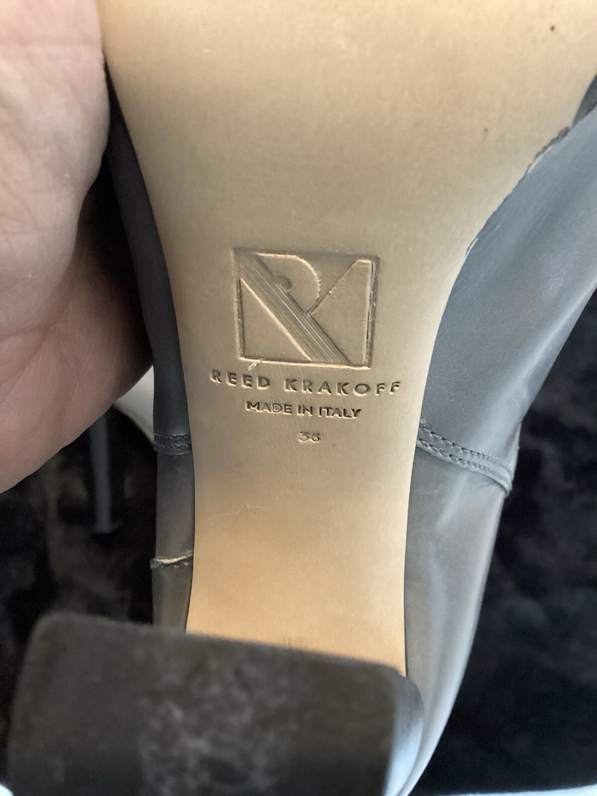 Reed Krakoff Gray Leather Tall Riding Boot Multi Buckle 4″ Heel Euro Size 36