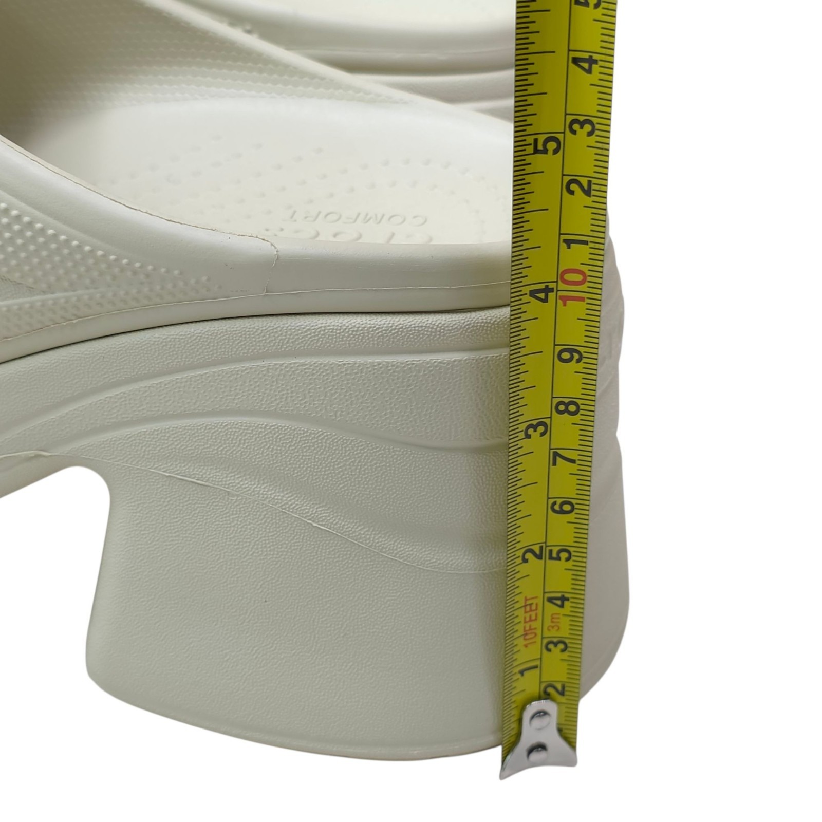 Crocs Siren Clog M9/W11 Cream Platform Slip-On Shoes 3 1/2″ Heel