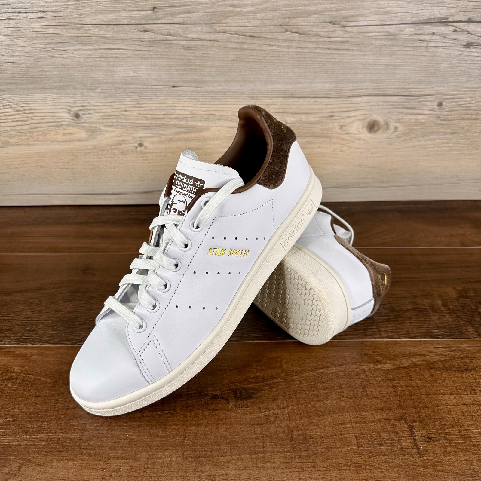 adidas Stan Smith Womens Size 9.5 Cloud White Gold Metallic Brown IF7003