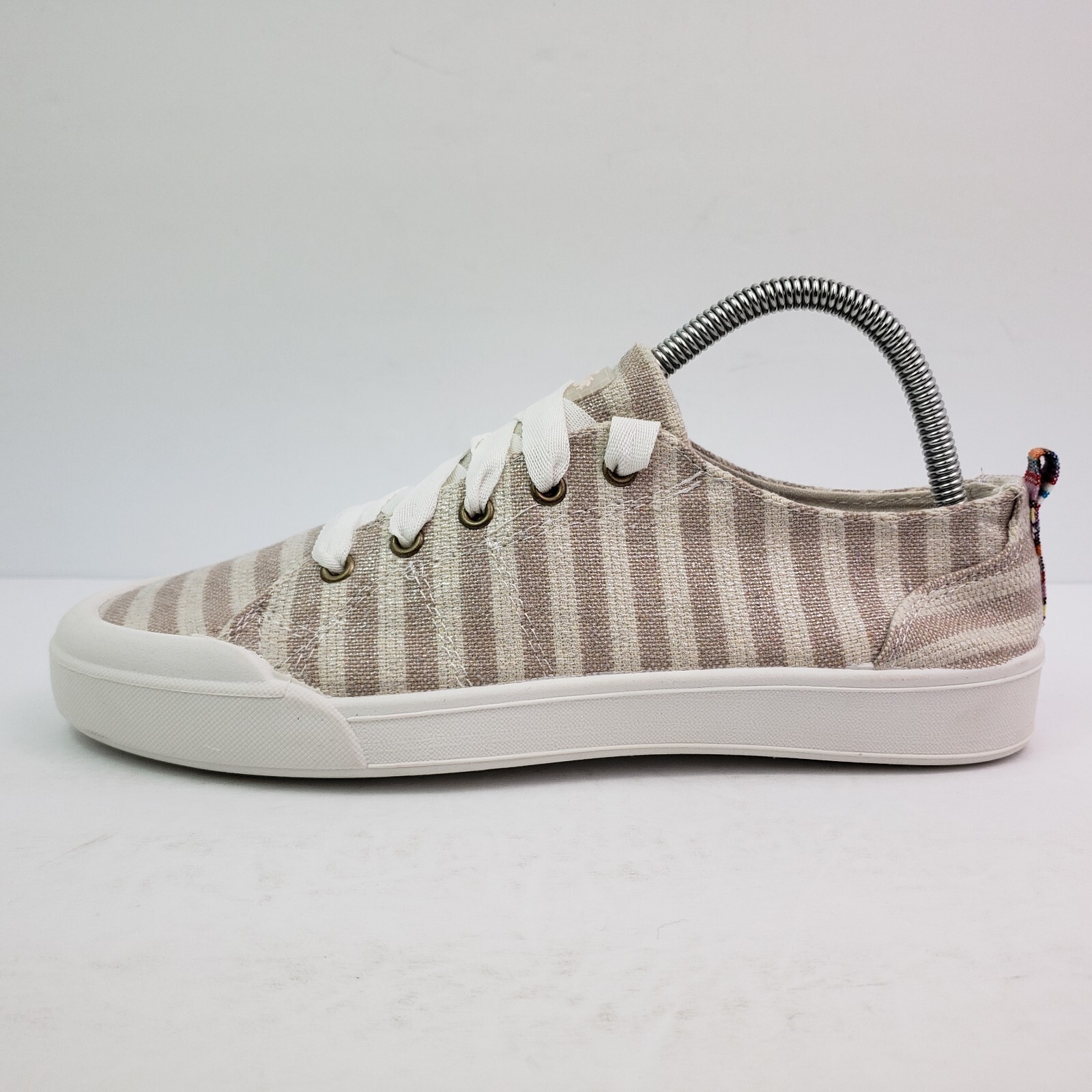 Sugar Festival Womens Size 8.5 Nat Met Stripe Lace Up Casual Sneaker Shoes