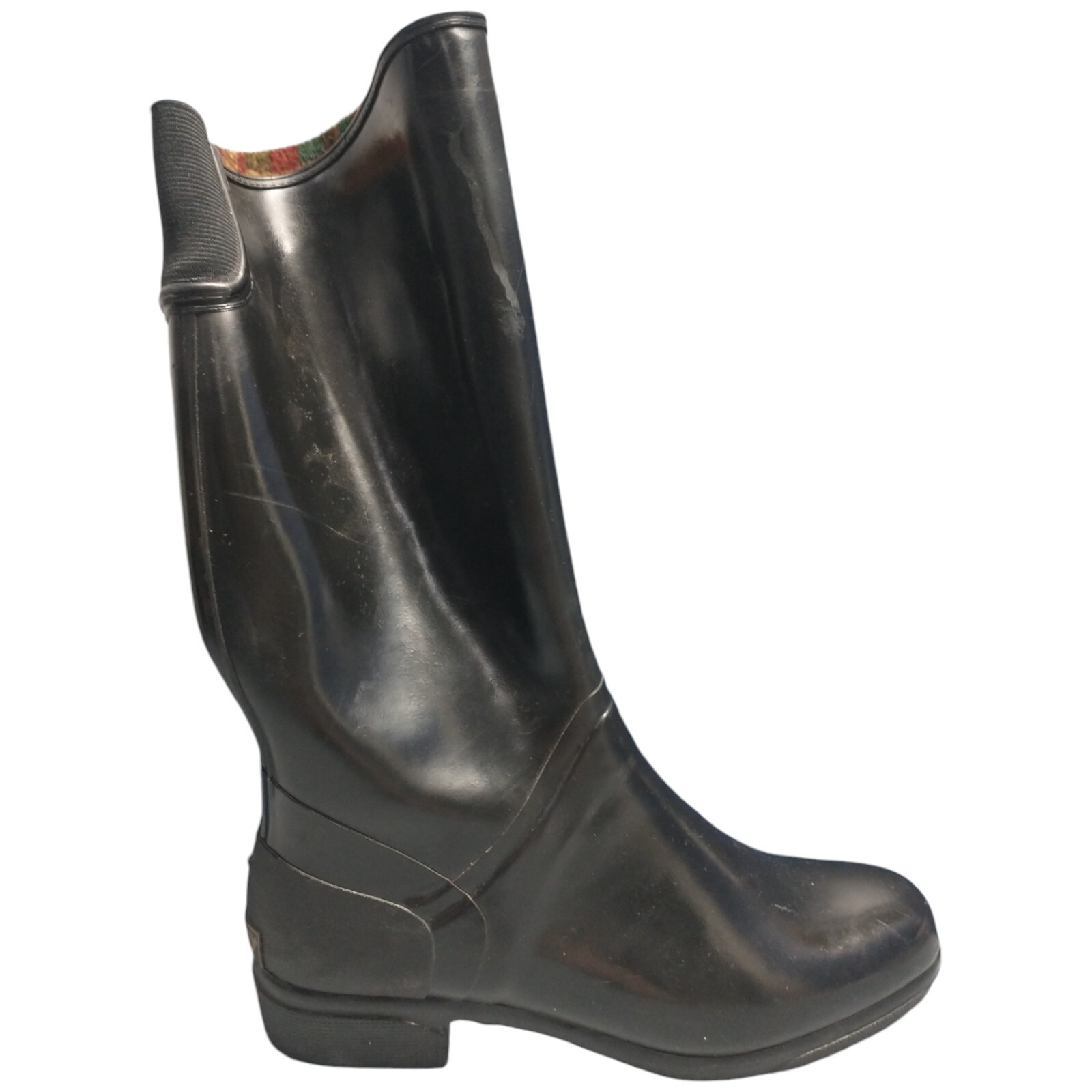 Sporto Long Duck Boots Women’s Size 9 Black Rubber Waterproof Block Heel Pull On