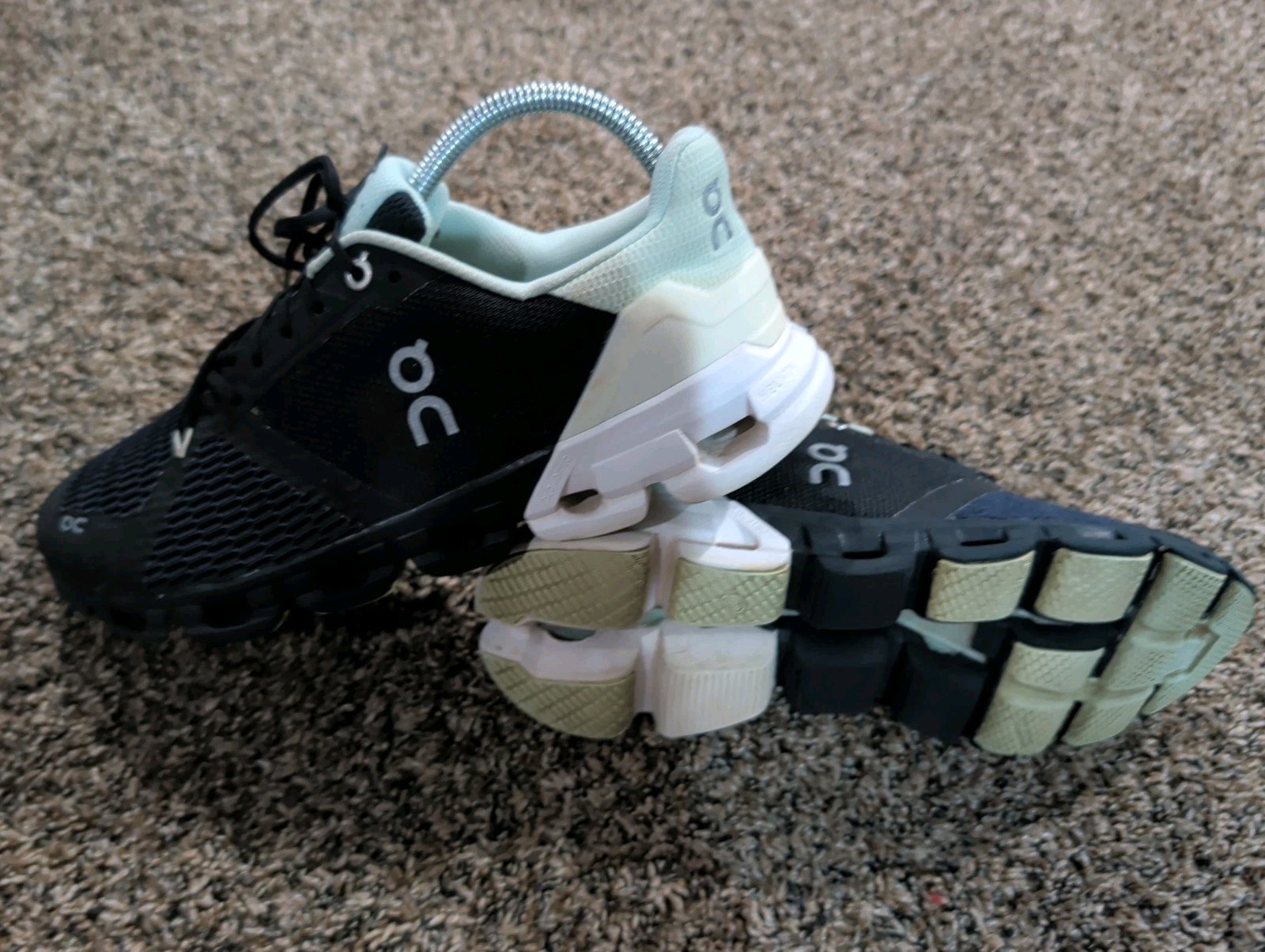 On Cloud Cloudflyer 4 Womens Sz 9 Black White Gray Teal Athletic Running Shoes