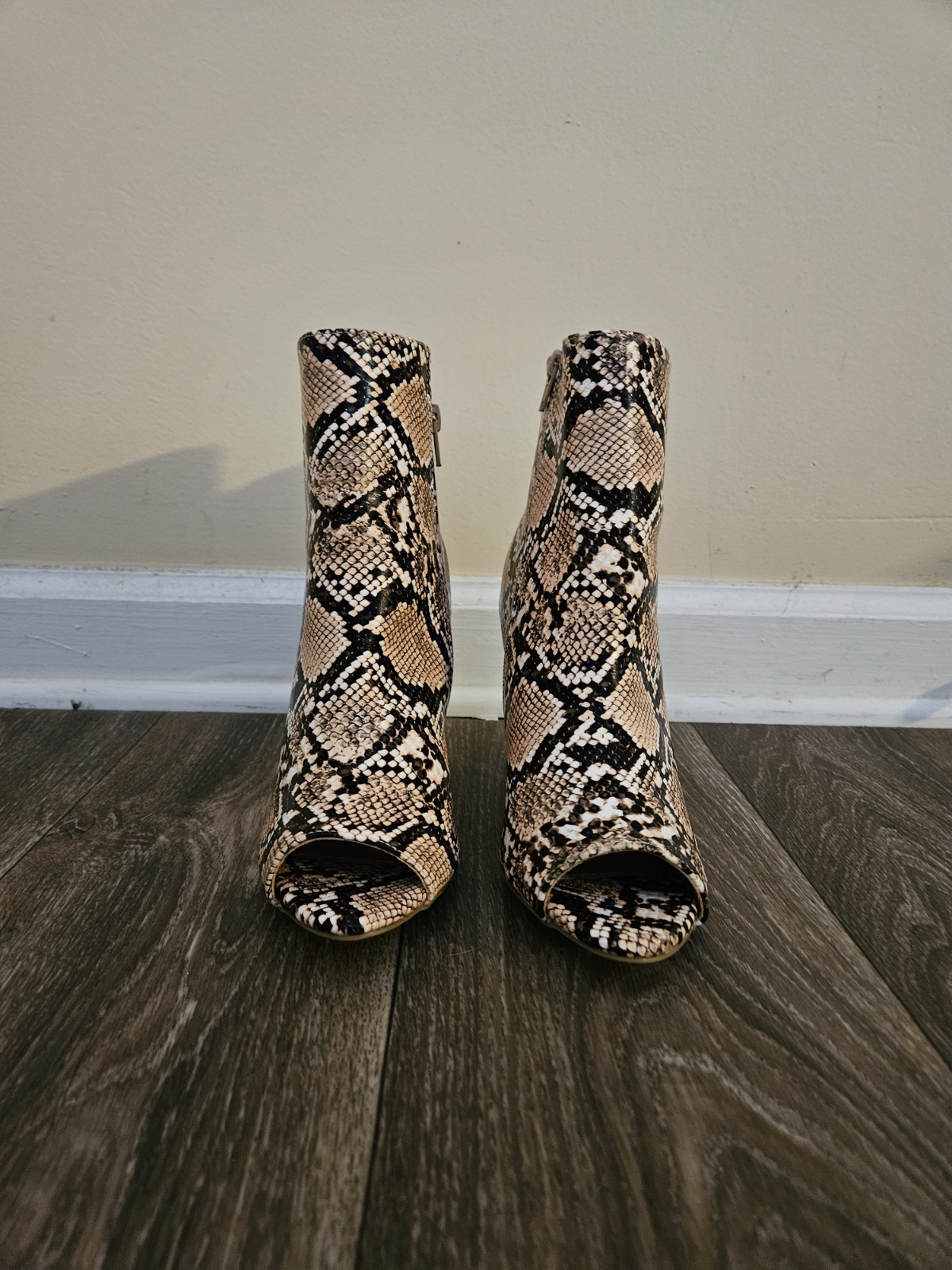 Fashion Nova Women’s Animal Print Peep Toe Booties, Size 8, Multicolor