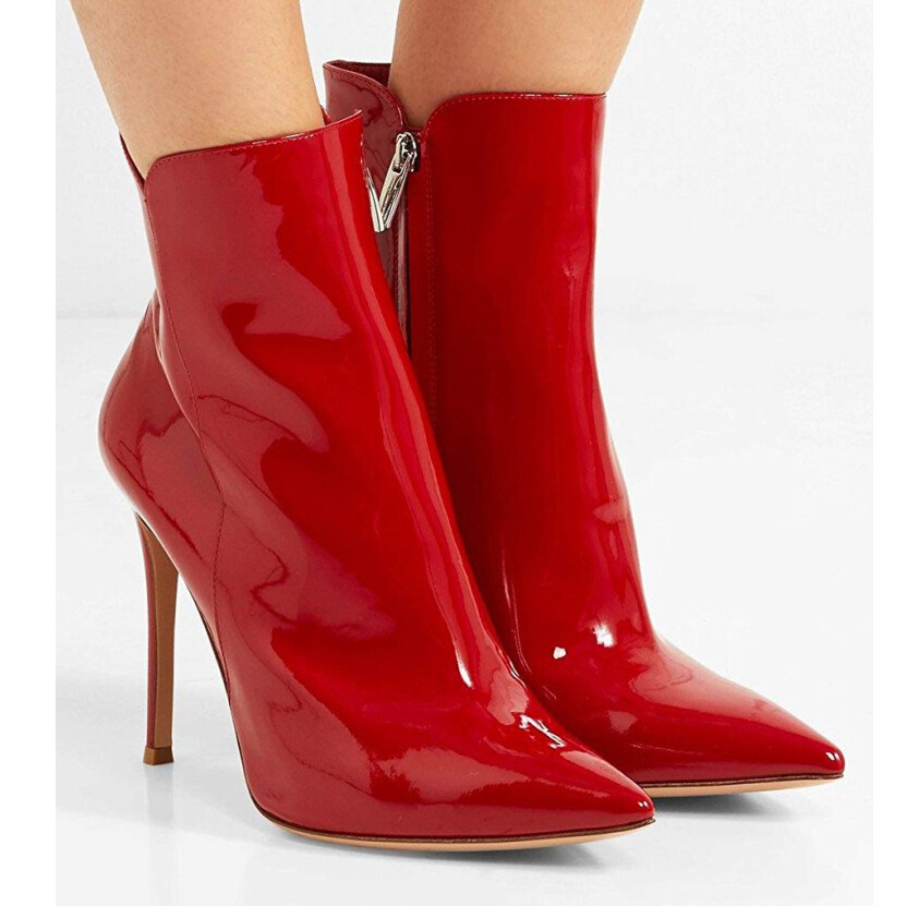 Concise Women Ankle Boots Pointed Toe 12CM High Heels Dress Party Booties Shoes