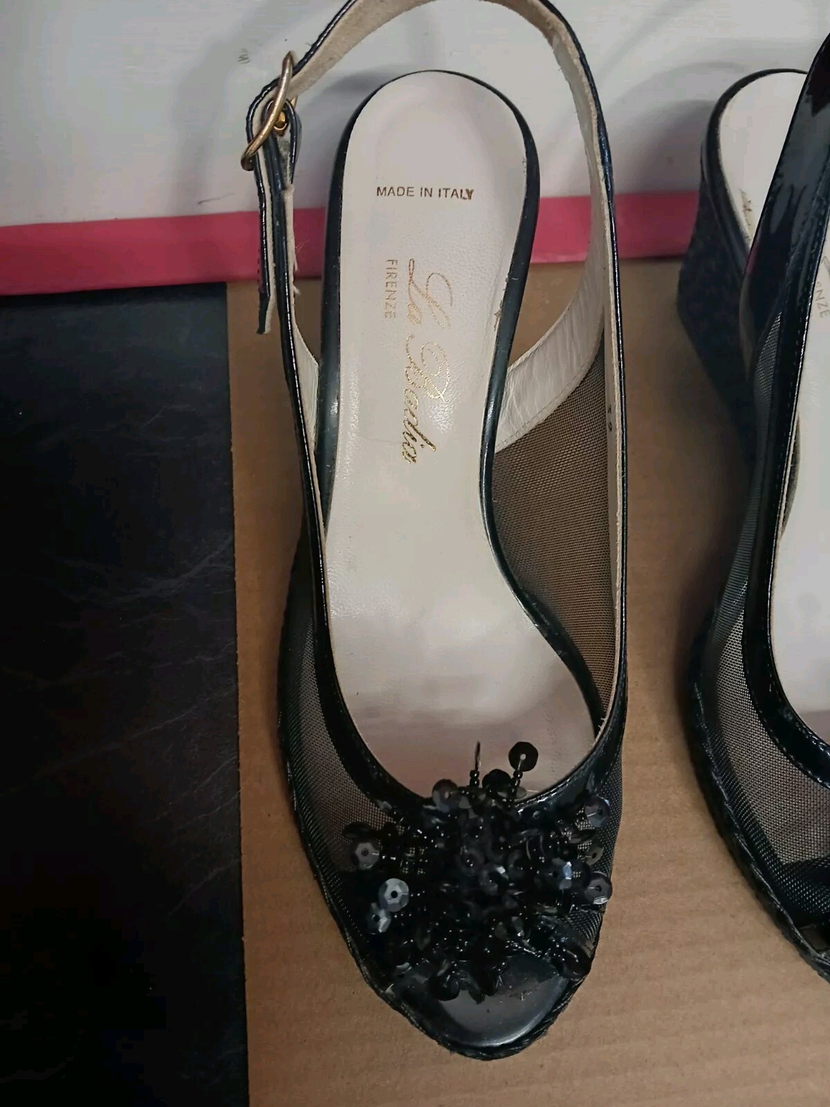 Made in ITALY La Badia Firenze Womens Shoes 39 Wedge Heels Metallic Sequence