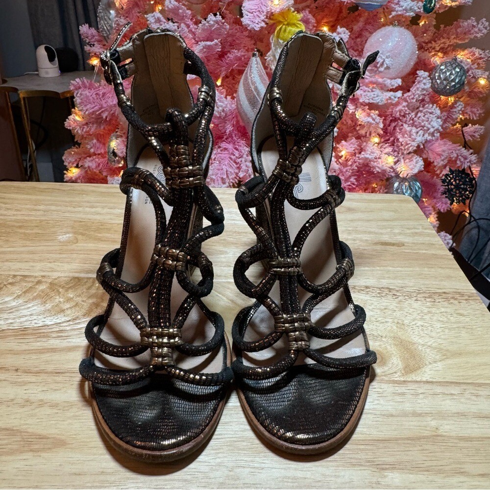 Sigerson Morrison Bronze Basma Sandal Heels