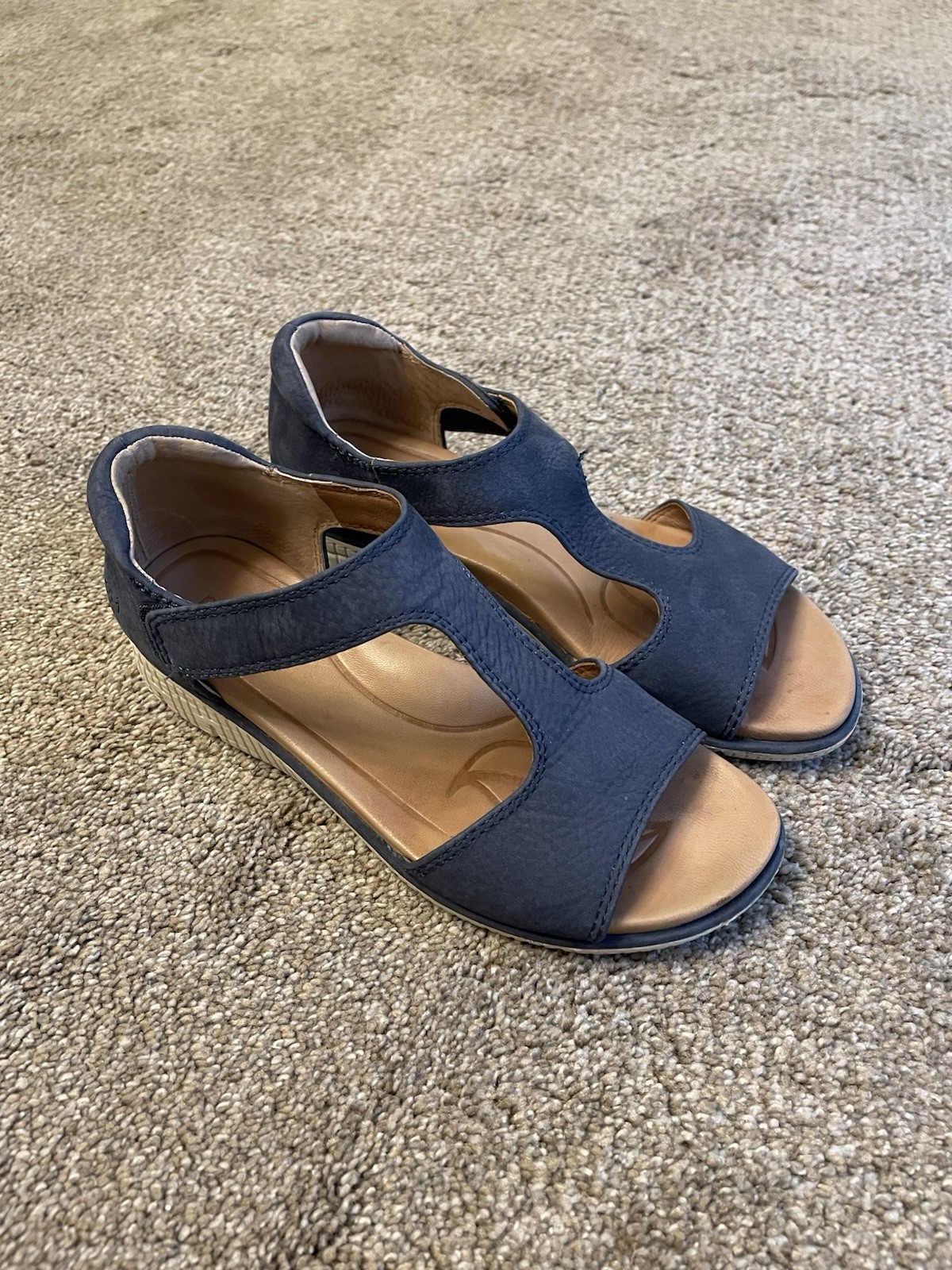 Nurture By Lamaze Leather Wedge Sandals In Navy Blue Size 6.5 M Comfortable