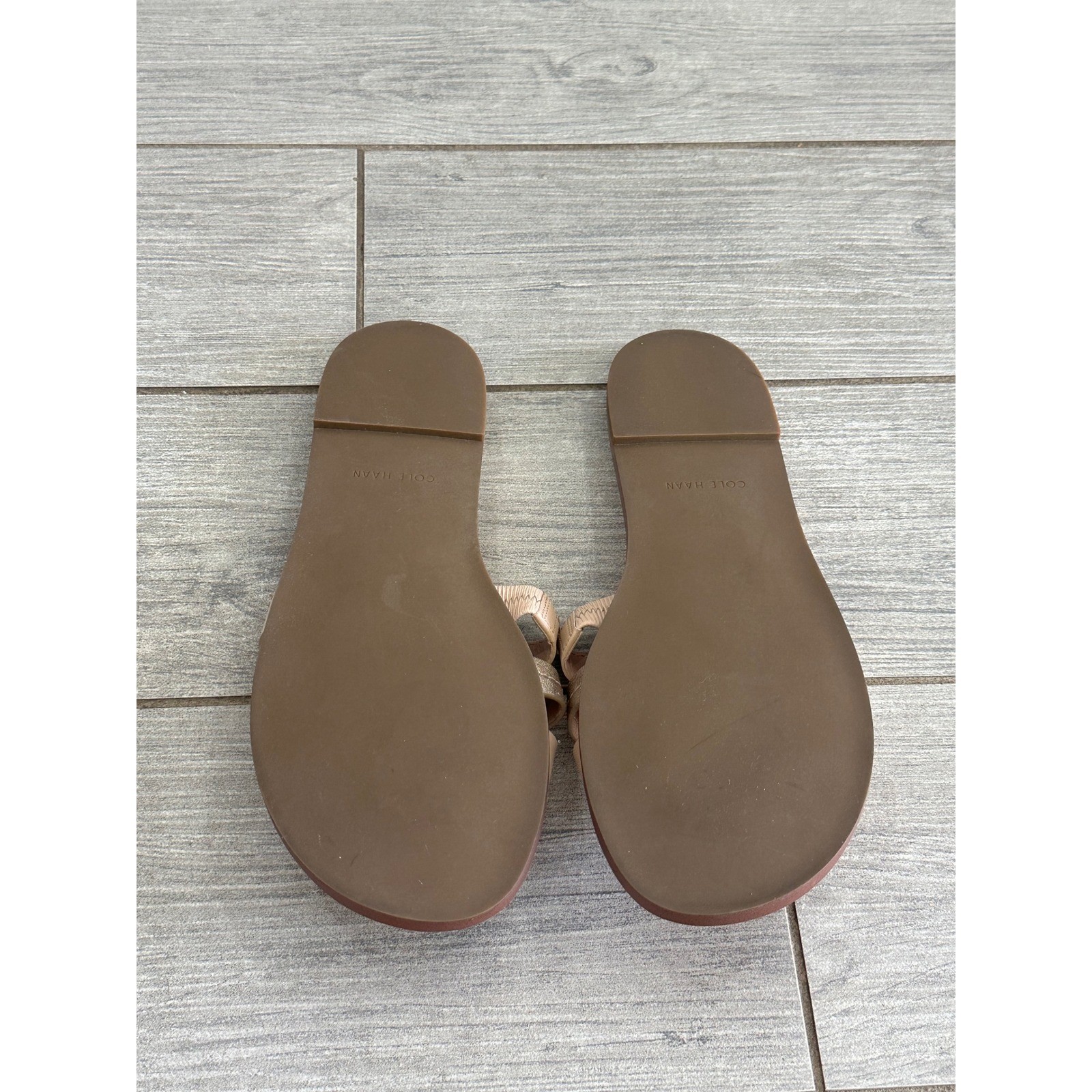 Cole Haan Flynn Porcelain Rose Gold Leather Slotted Slide Sandals New!